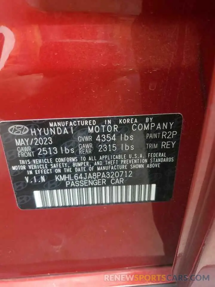12 Photograph of a damaged car KMHL64JA8PA320712 HYUNDAI SONATA 2023
