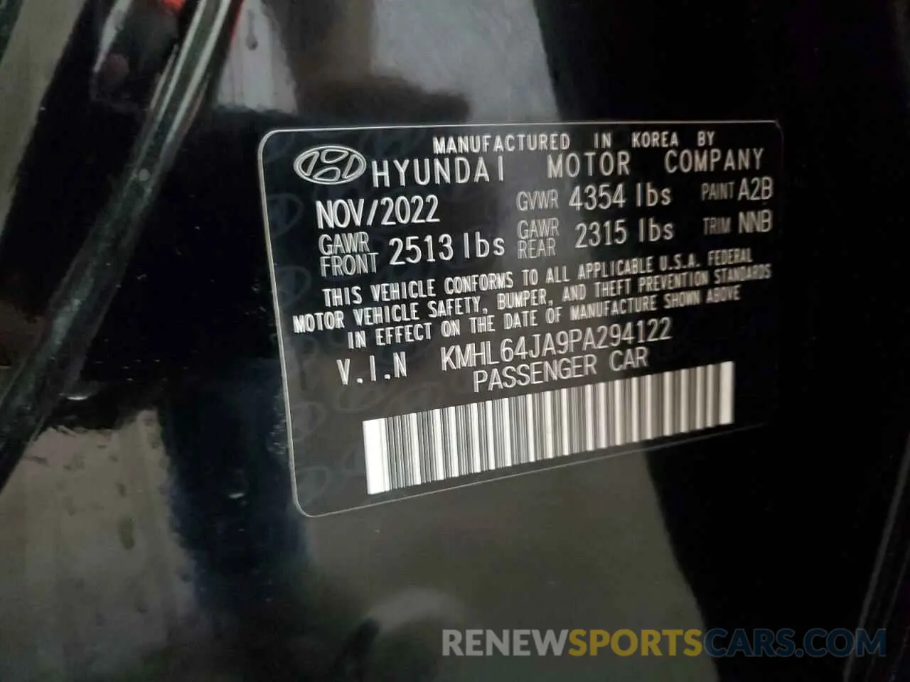 13 Photograph of a damaged car KMHL64JA9PA294122 HYUNDAI SONATA 2023