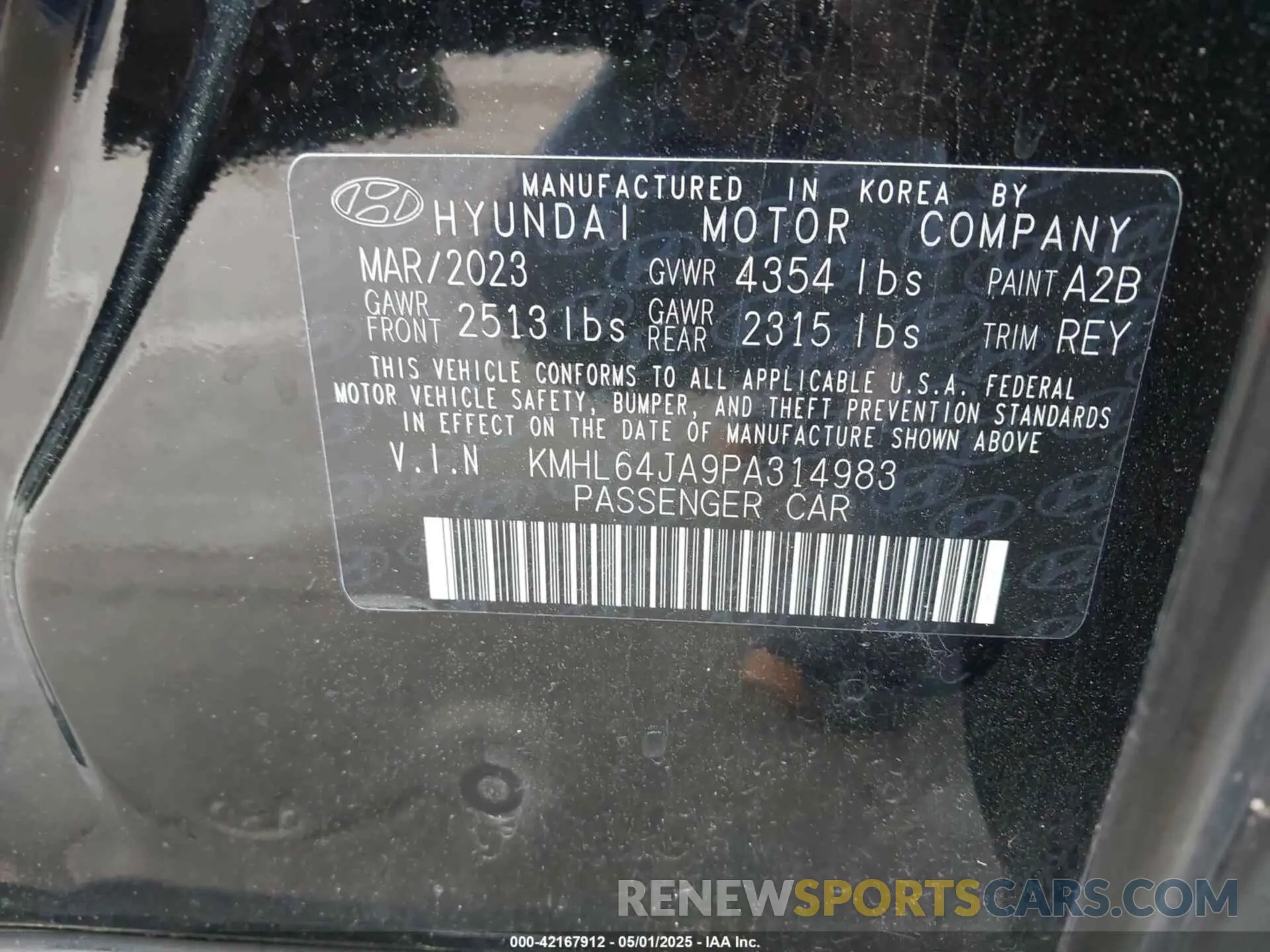 9 Photograph of a damaged car KMHL64JA9PA314983 HYUNDAI SONATA 2023