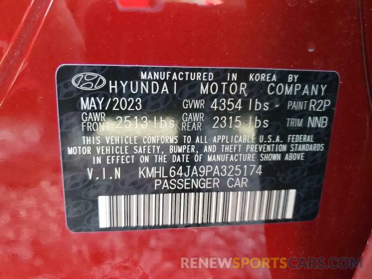 13 Photograph of a damaged car KMHL64JA9PA325174 HYUNDAI SONATA 2023