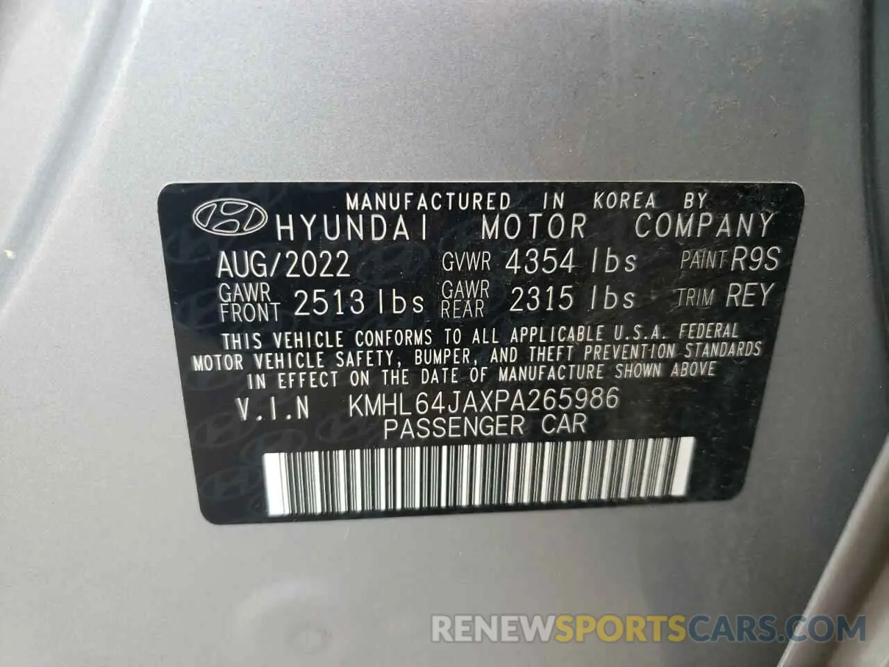 12 Photograph of a damaged car KMHL64JAXPA265986 HYUNDAI SONATA 2023