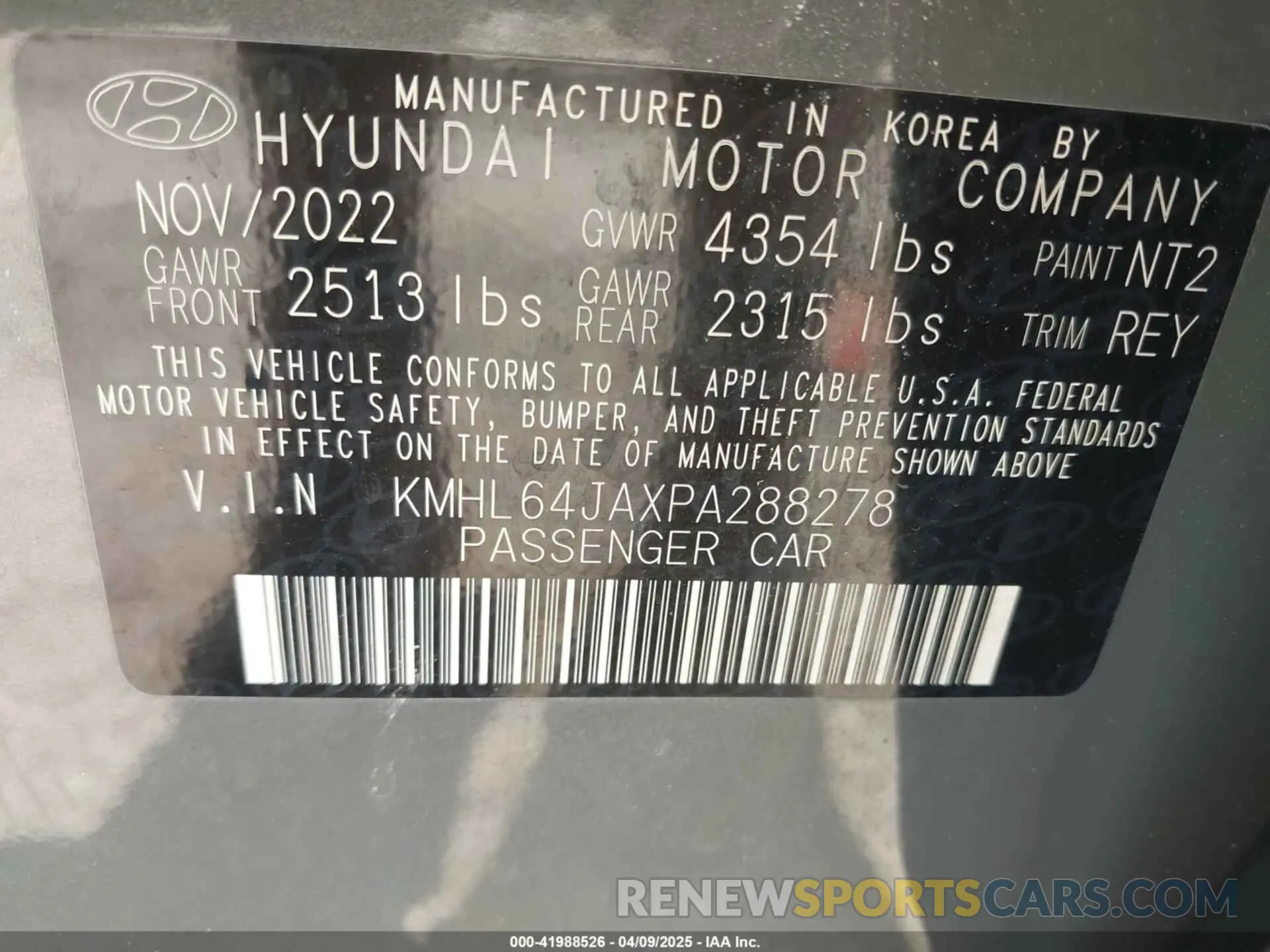 9 Photograph of a damaged car KMHL64JAXPA288278 HYUNDAI SONATA 2023