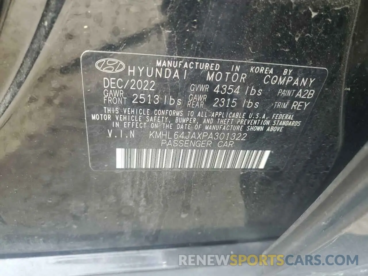 12 Photograph of a damaged car KMHL64JAXPA301322 HYUNDAI SONATA 2023