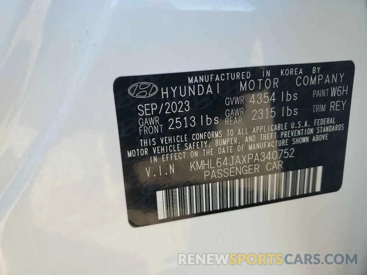 12 Photograph of a damaged car KMHL64JAXPA340752 HYUNDAI SONATA 2023