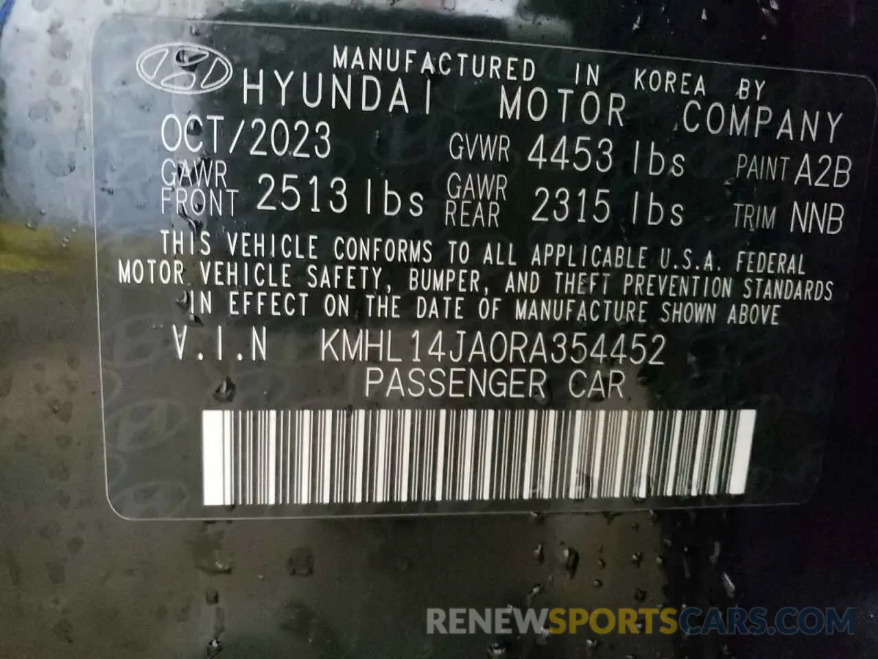 13 Photograph of a damaged car KMHL14JA0RA354452 HYUNDAI SONATA 2024