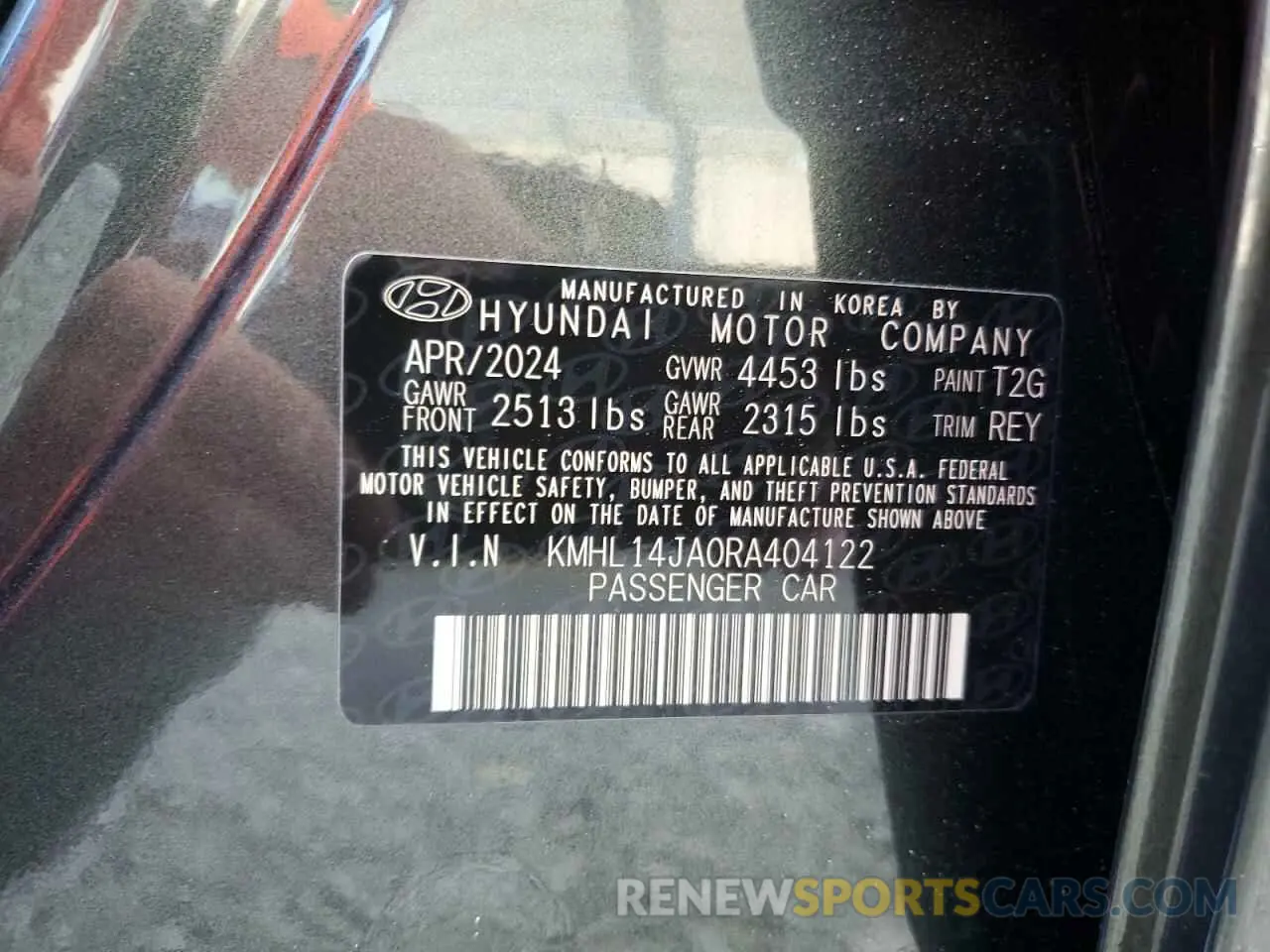 12 Photograph of a damaged car KMHL14JA0RA404122 HYUNDAI SONATA 2024