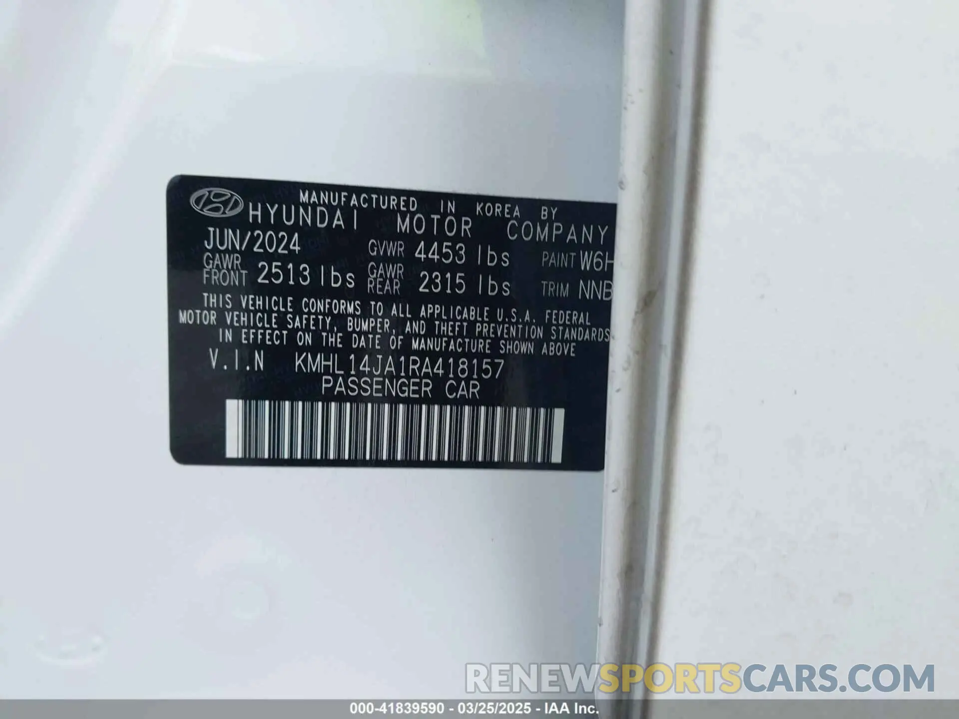 9 Photograph of a damaged car KMHL14JA1RA418157 HYUNDAI SONATA 2024