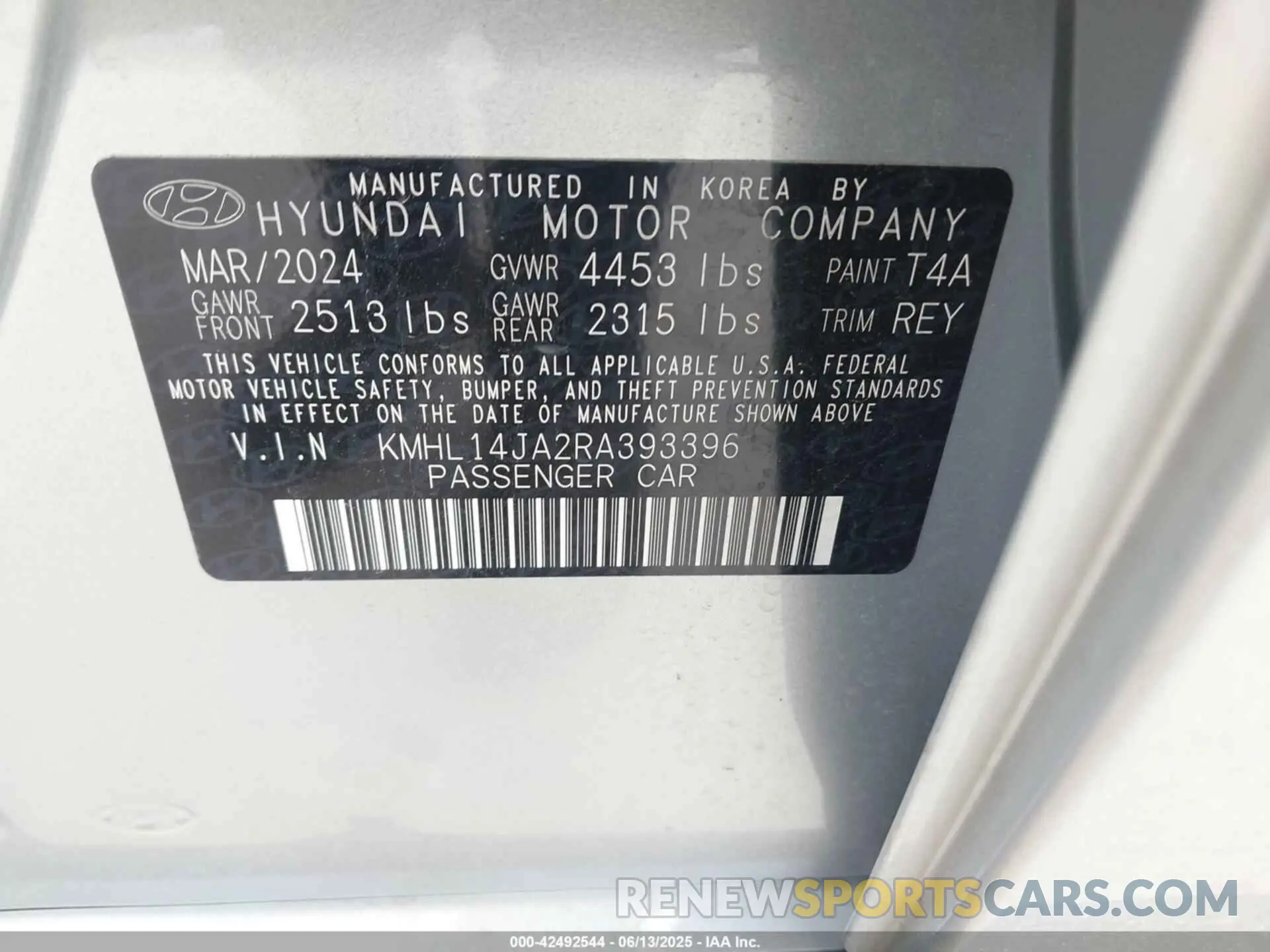 9 Photograph of a damaged car KMHL14JA2RA393396 HYUNDAI SONATA 2024