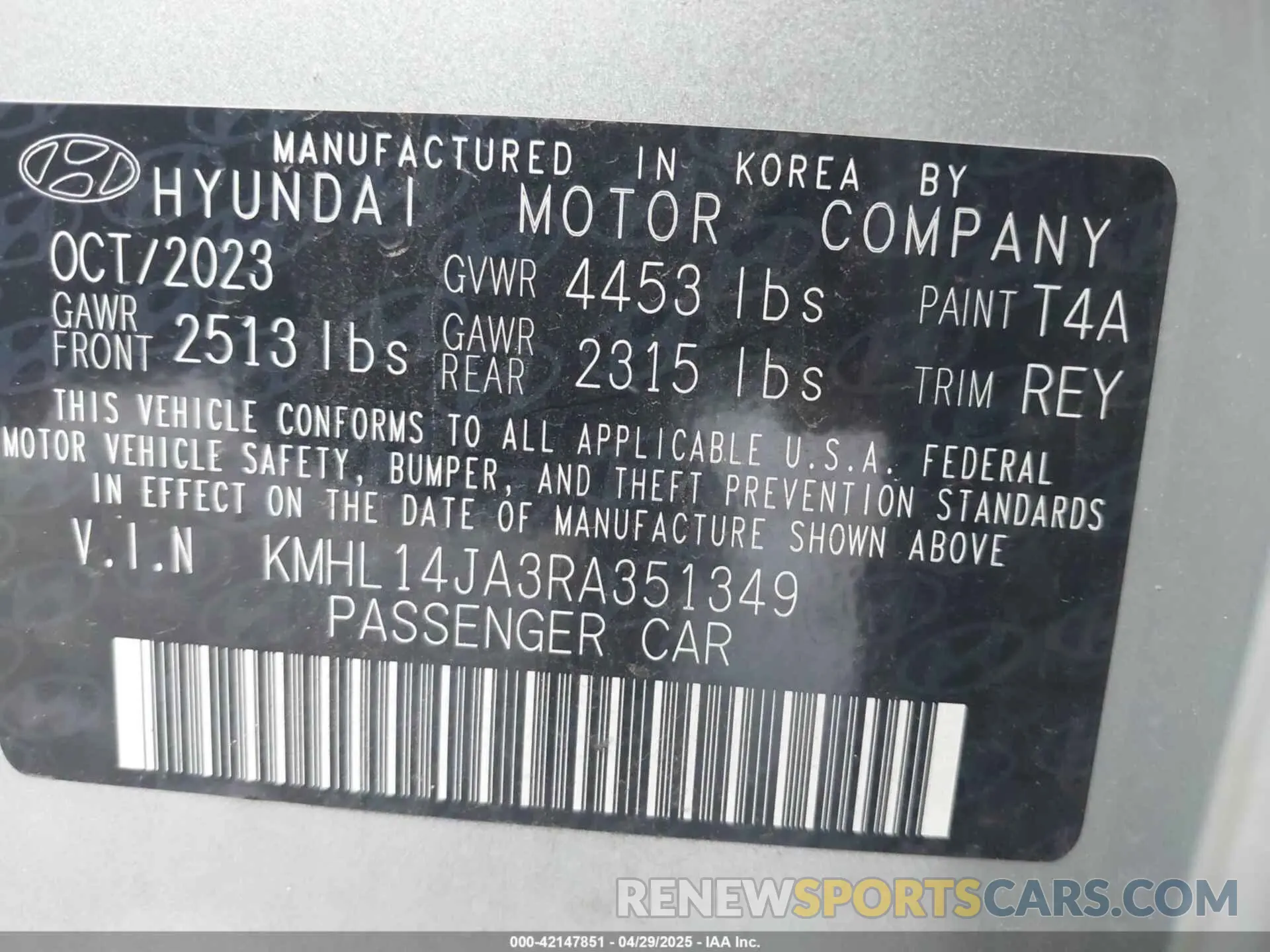9 Photograph of a damaged car KMHL14JA3RA351349 HYUNDAI SONATA 2024