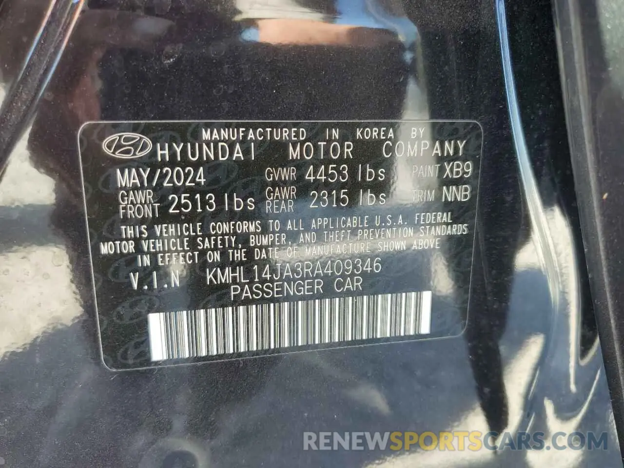 13 Photograph of a damaged car KMHL14JA3RA409346 HYUNDAI SONATA 2024