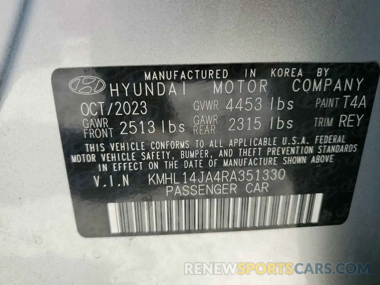 12 Photograph of a damaged car KMHL14JA4RA351330 HYUNDAI SONATA 2024