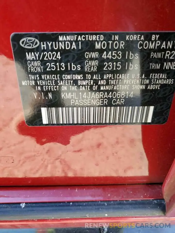 12 Photograph of a damaged car KMHL14JA6RA406814 HYUNDAI SONATA 2024