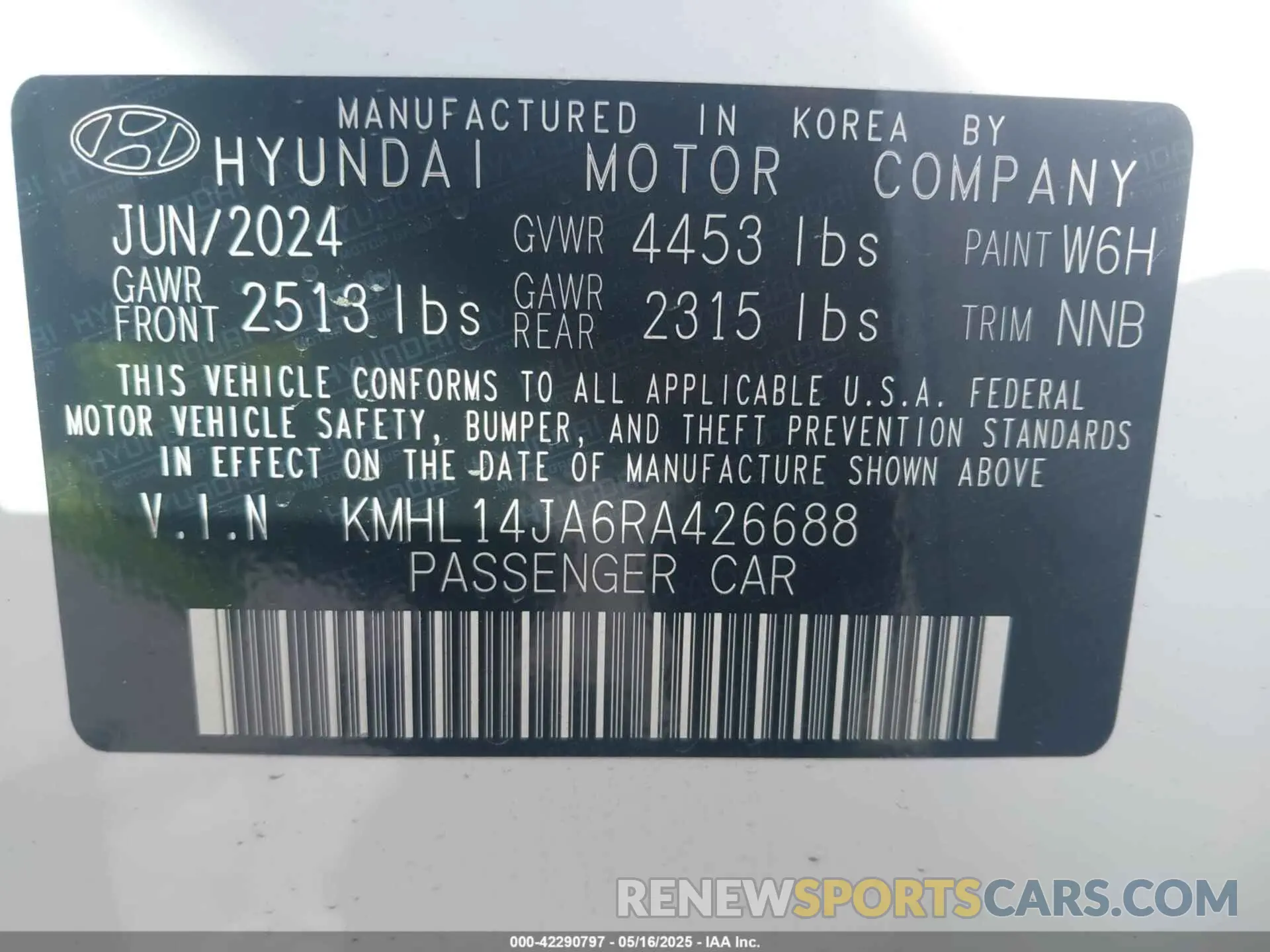 9 Photograph of a damaged car KMHL14JA6RA426688 HYUNDAI SONATA 2024