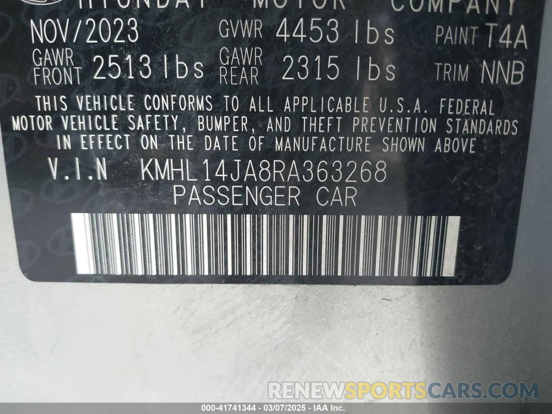 9 Photograph of a damaged car KMHL14JA8RA363268 HYUNDAI SONATA 2024