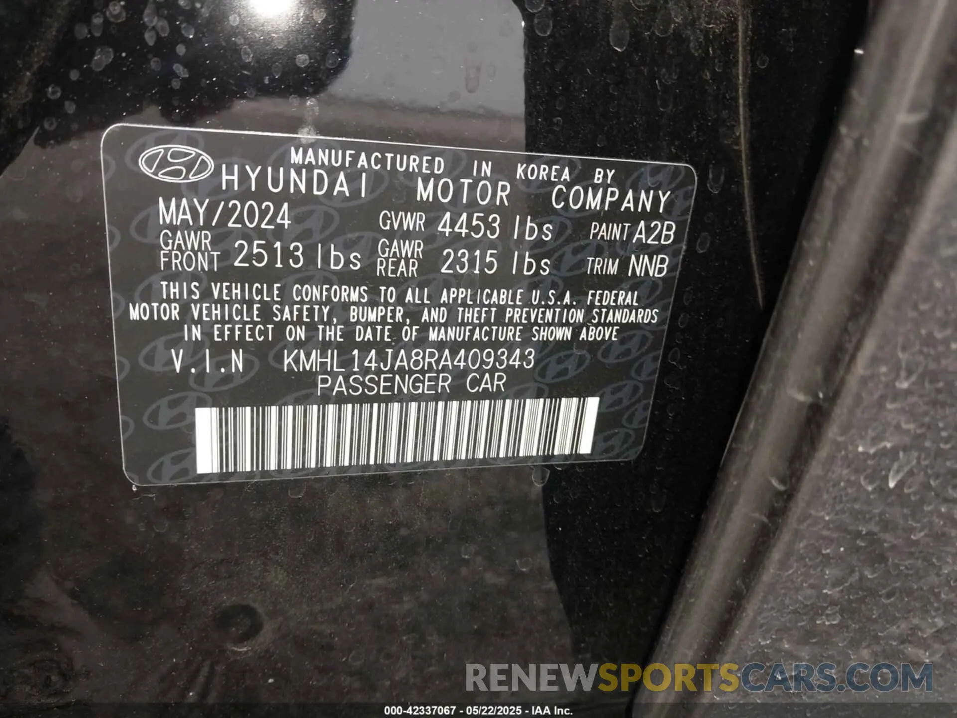 9 Photograph of a damaged car KMHL14JA8RA409343 HYUNDAI SONATA 2024