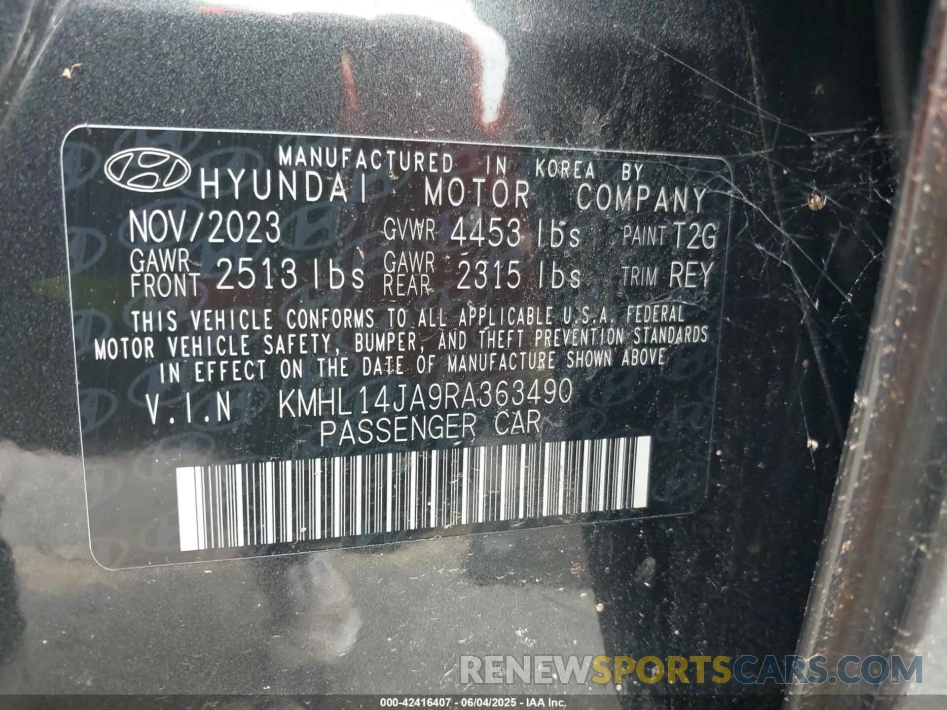 9 Photograph of a damaged car KMHL14JA9RA363490 HYUNDAI SONATA 2024