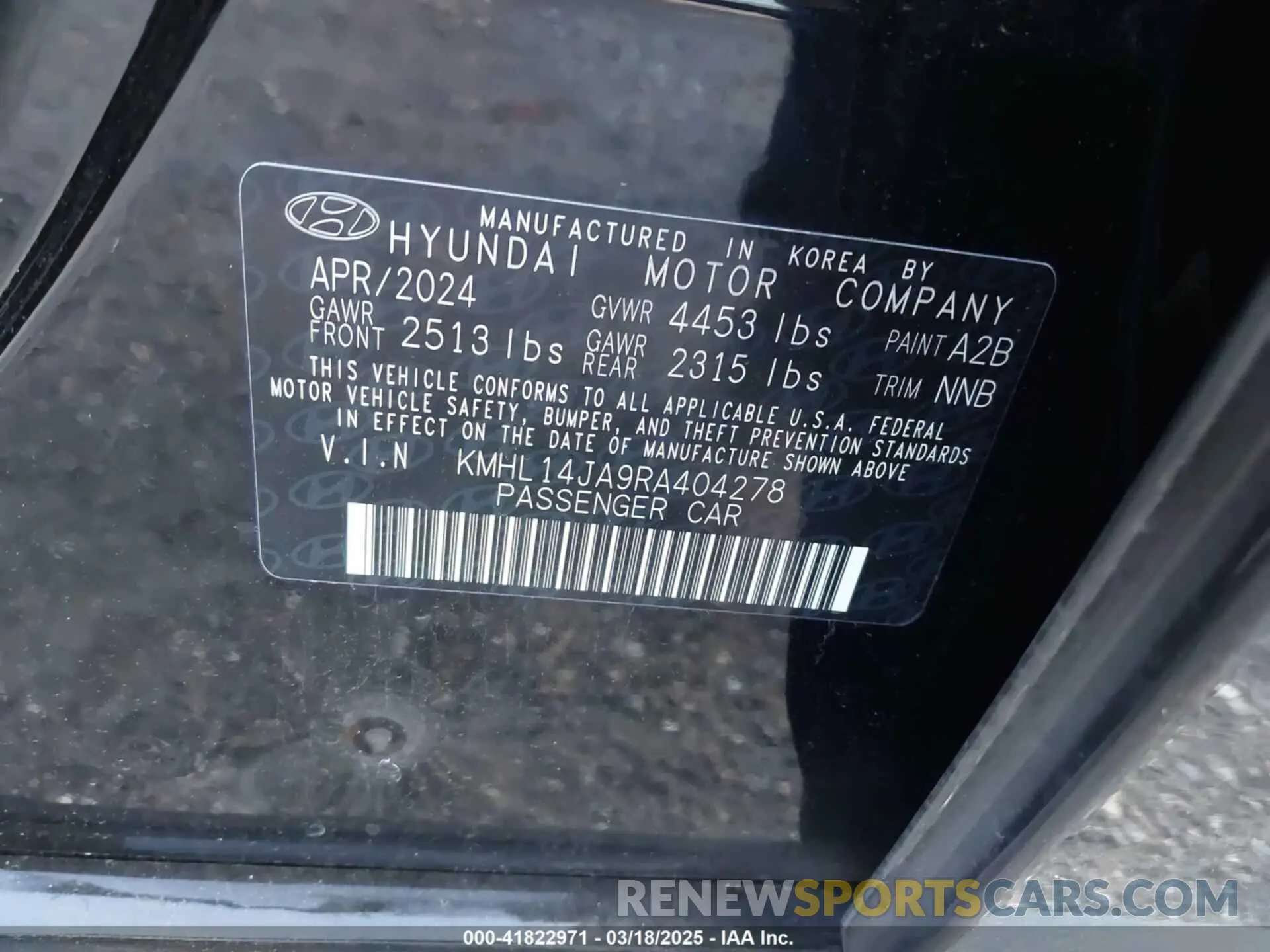 9 Photograph of a damaged car KMHL14JA9RA404278 HYUNDAI SONATA 2024