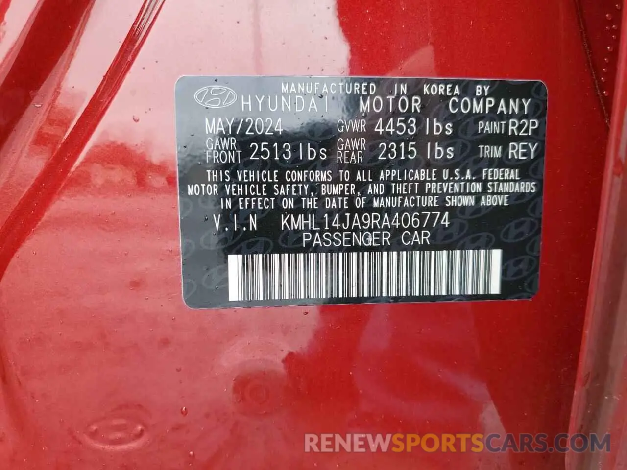 12 Photograph of a damaged car KMHL14JA9RA406774 HYUNDAI SONATA 2024