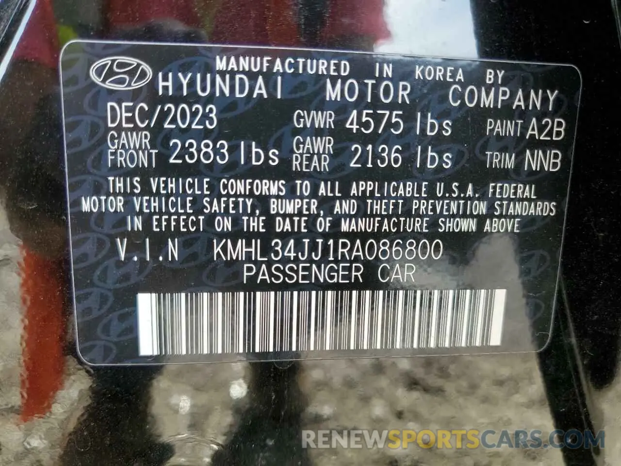 12 Photograph of a damaged car KMHL34JJ1RA086800 HYUNDAI SONATA 2024