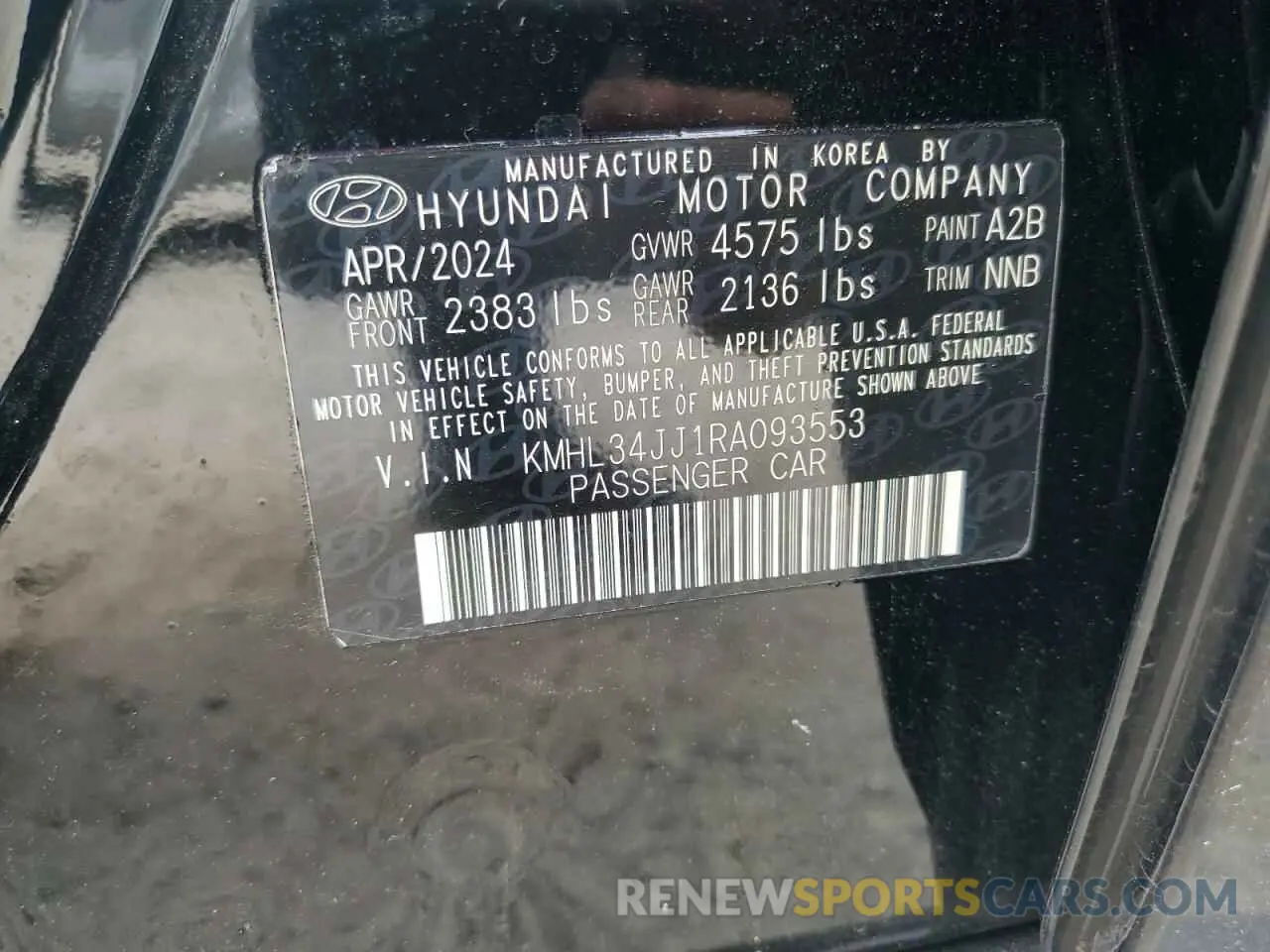 12 Photograph of a damaged car KMHL34JJ1RA093553 HYUNDAI SONATA 2024
