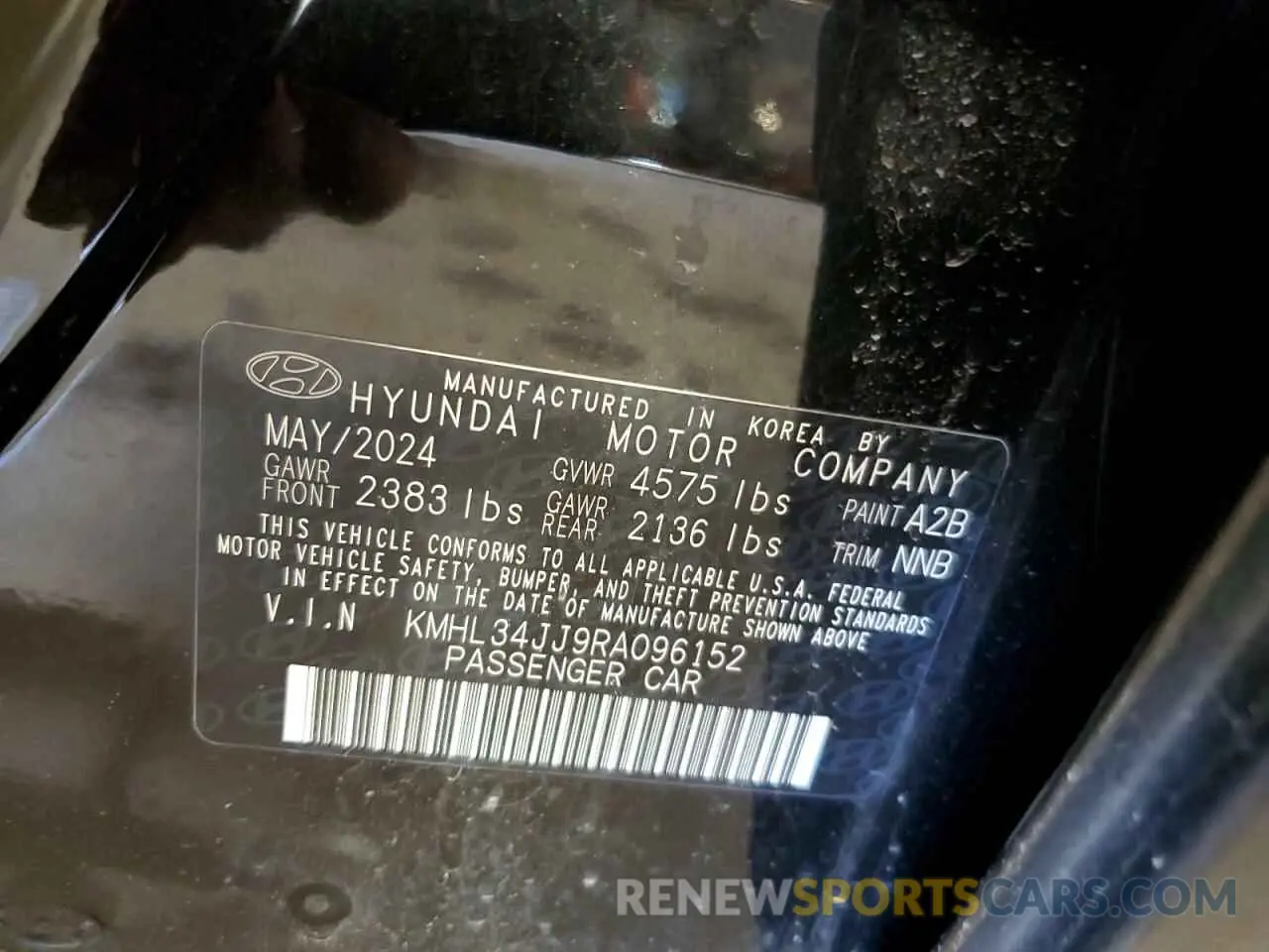 13 Photograph of a damaged car KMHL34JJ9RA096152 HYUNDAI SONATA 2024