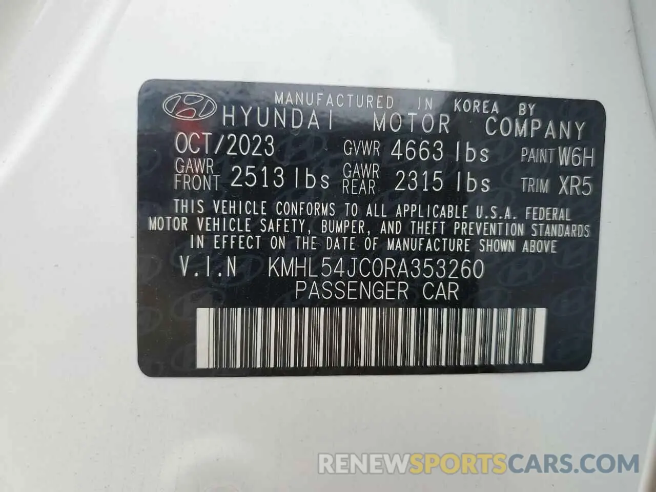 14 Photograph of a damaged car KMHL54JC0RA353260 HYUNDAI SONATA 2024