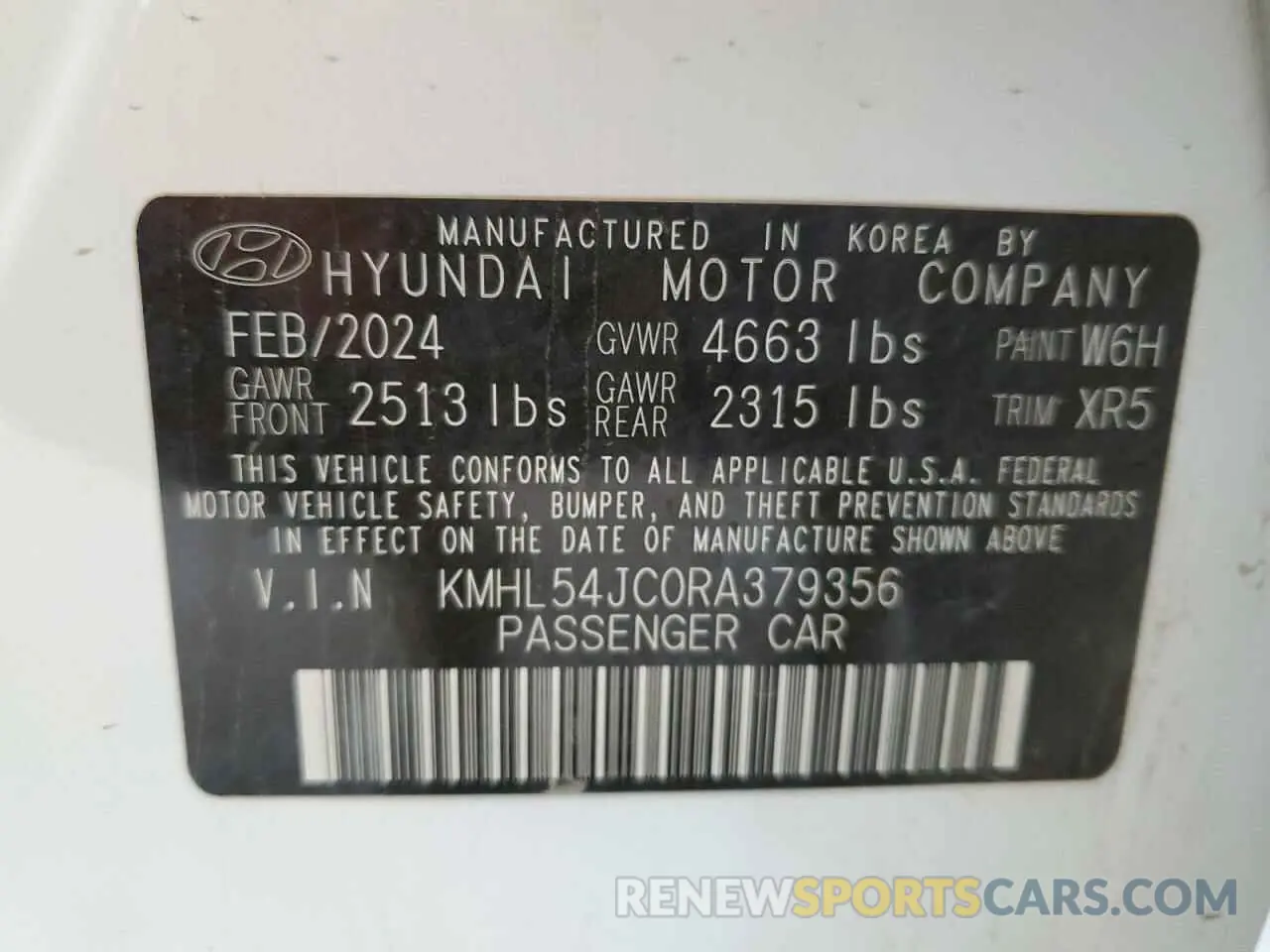 12 Photograph of a damaged car KMHL54JC0RA379356 HYUNDAI SONATA 2024