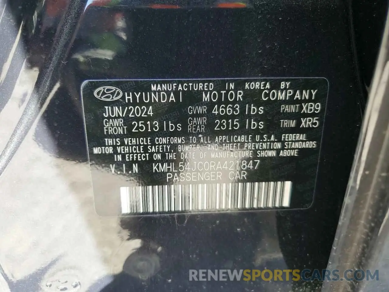 12 Photograph of a damaged car KMHL54JC0RA421847 HYUNDAI SONATA 2024