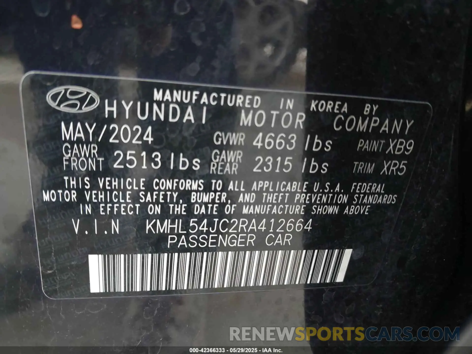9 Photograph of a damaged car KMHL54JC2RA412664 HYUNDAI SONATA 2024