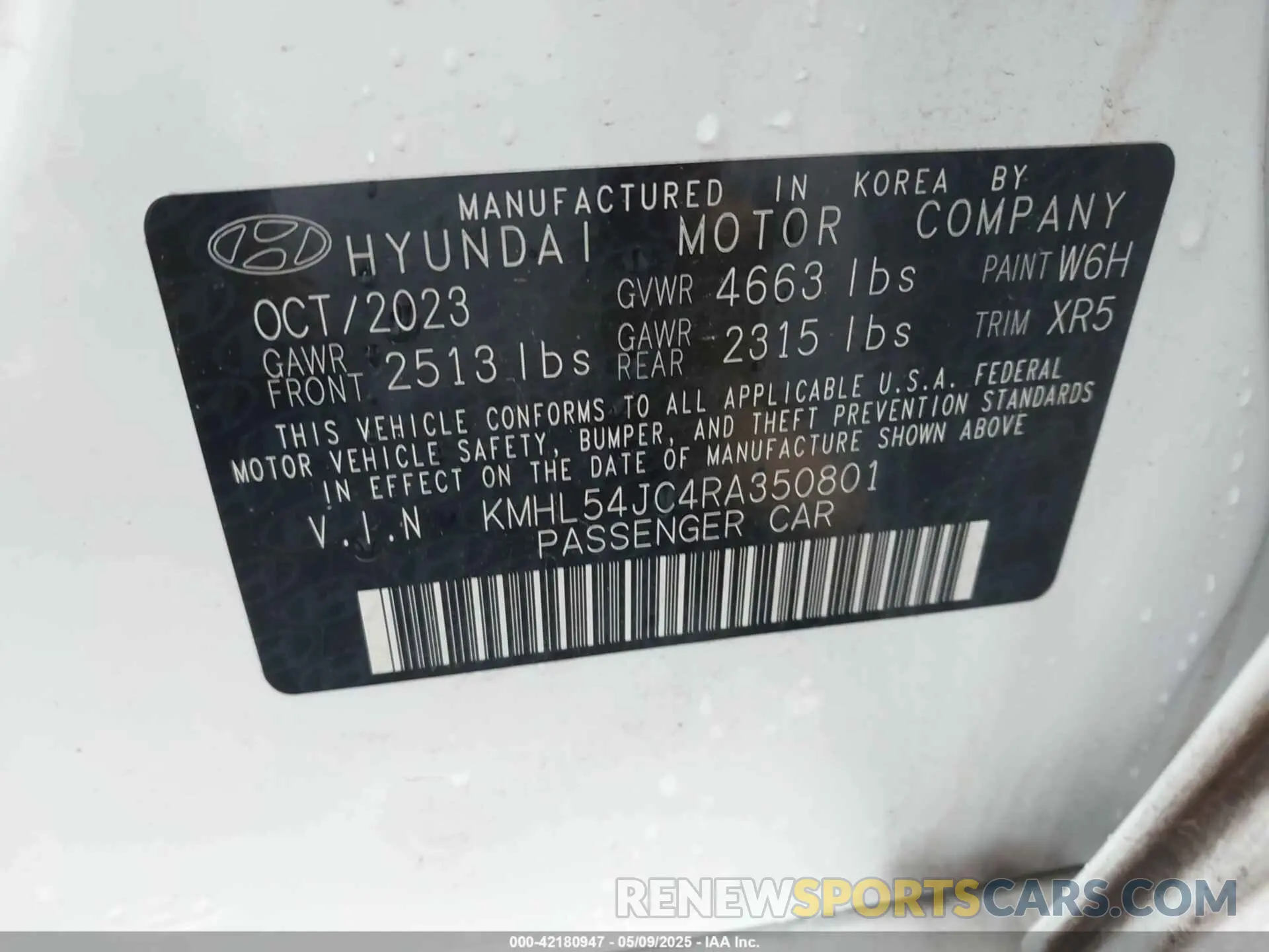 9 Photograph of a damaged car KMHL54JC4RA350801 HYUNDAI SONATA 2024