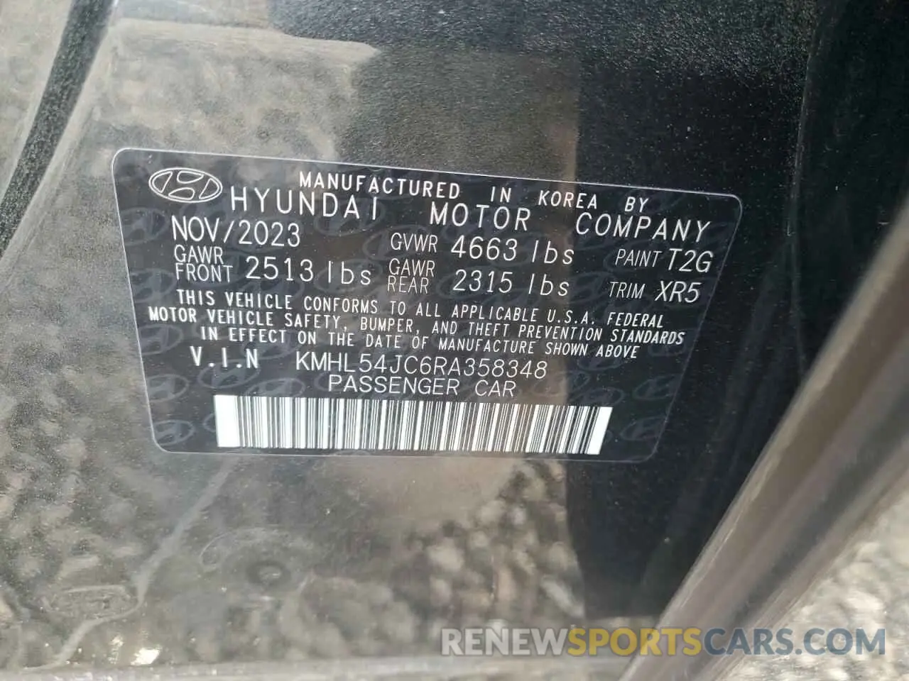 12 Photograph of a damaged car KMHL54JC6RA358348 HYUNDAI SONATA 2024