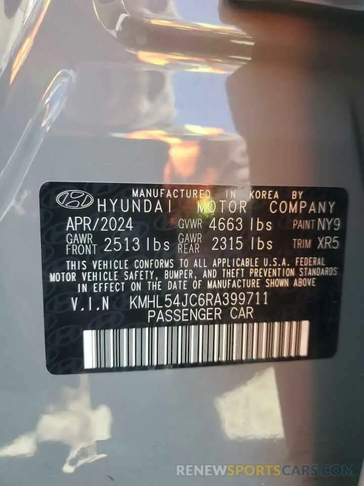 13 Photograph of a damaged car KMHL54JC6RA399711 HYUNDAI SONATA 2024