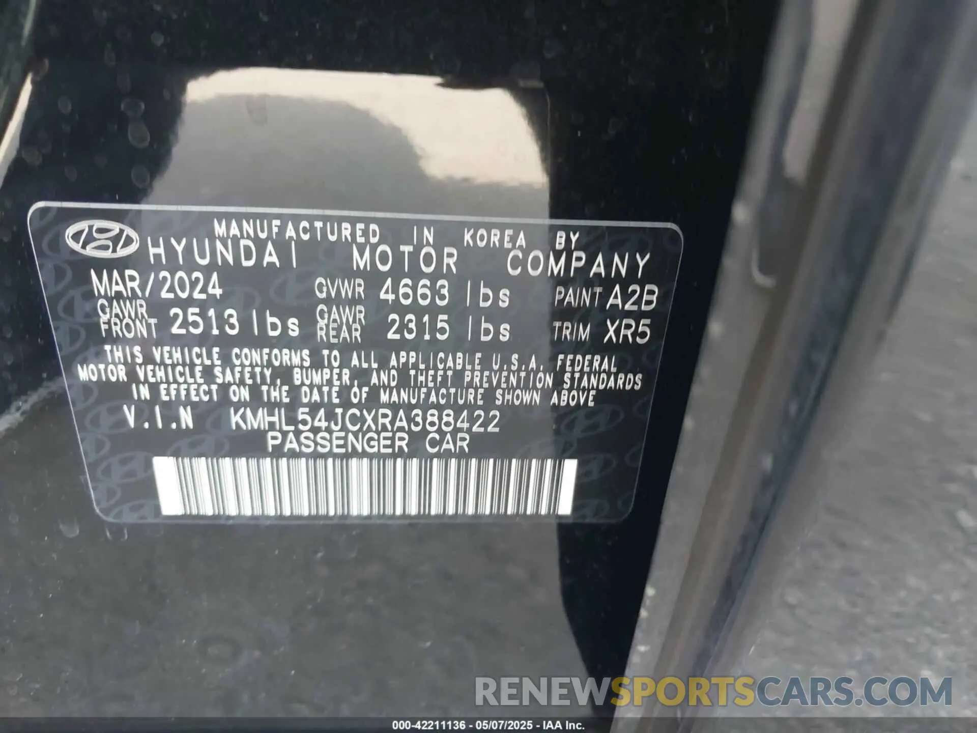 9 Photograph of a damaged car KMHL54JCXRA388422 HYUNDAI SONATA 2024