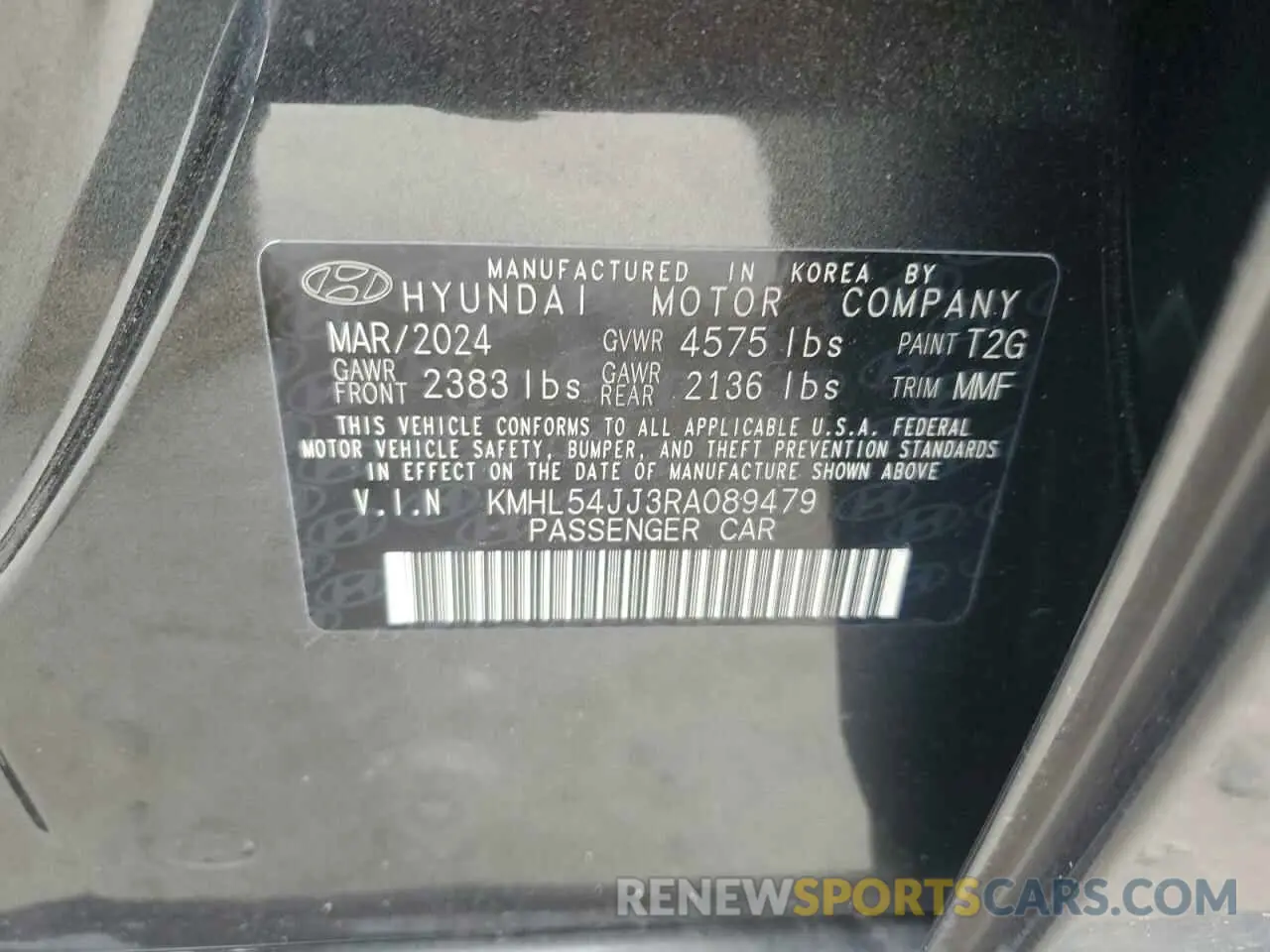 12 Photograph of a damaged car KMHL54JJ3RA089479 HYUNDAI SONATA 2024