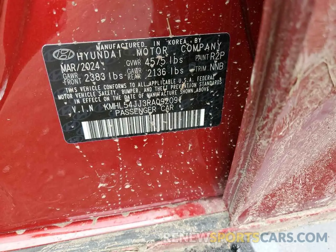 12 Photograph of a damaged car KMHL54JJ3RA092091 HYUNDAI SONATA 2024
