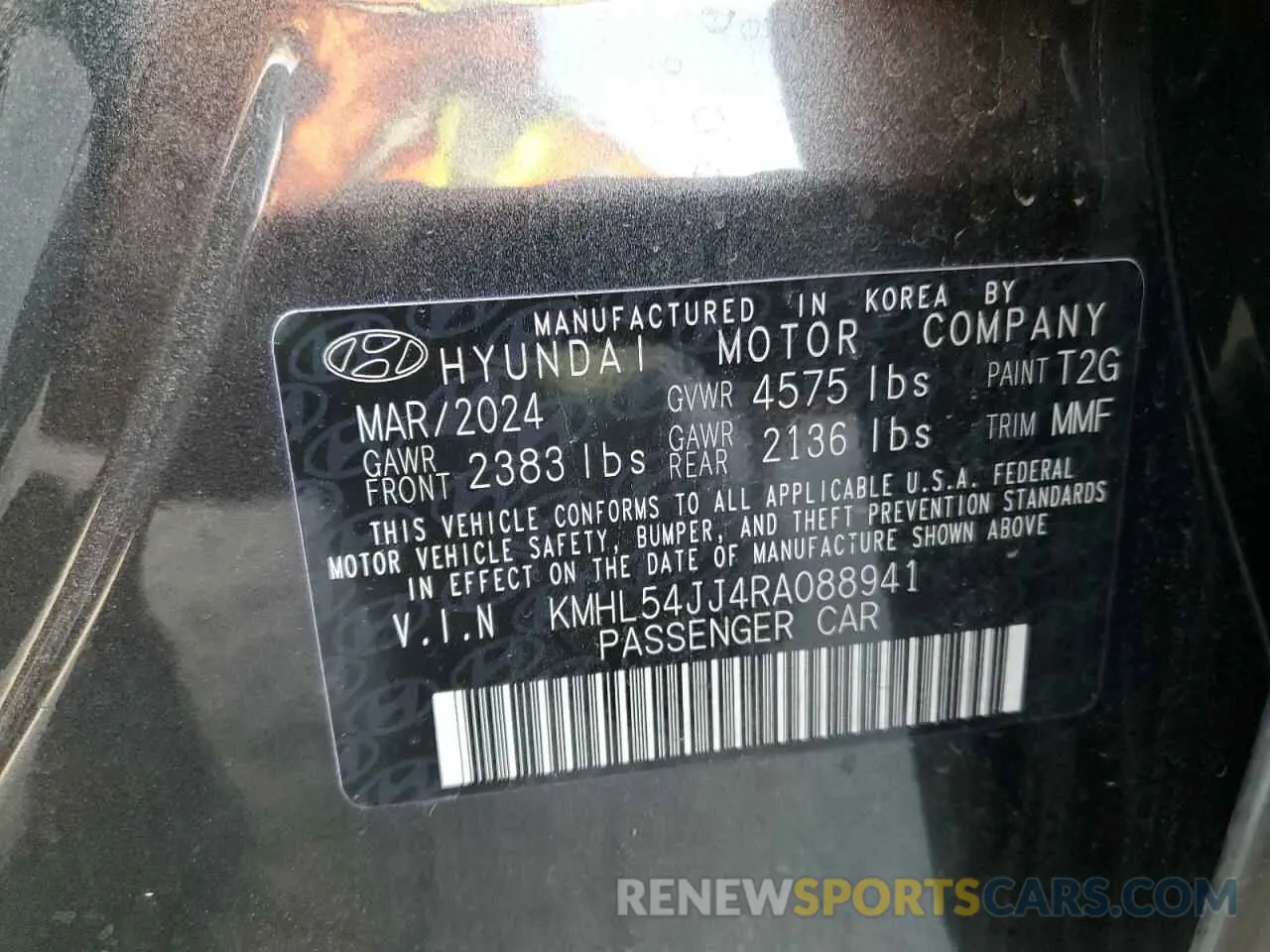 13 Photograph of a damaged car KMHL54JJ4RA088941 HYUNDAI SONATA 2024