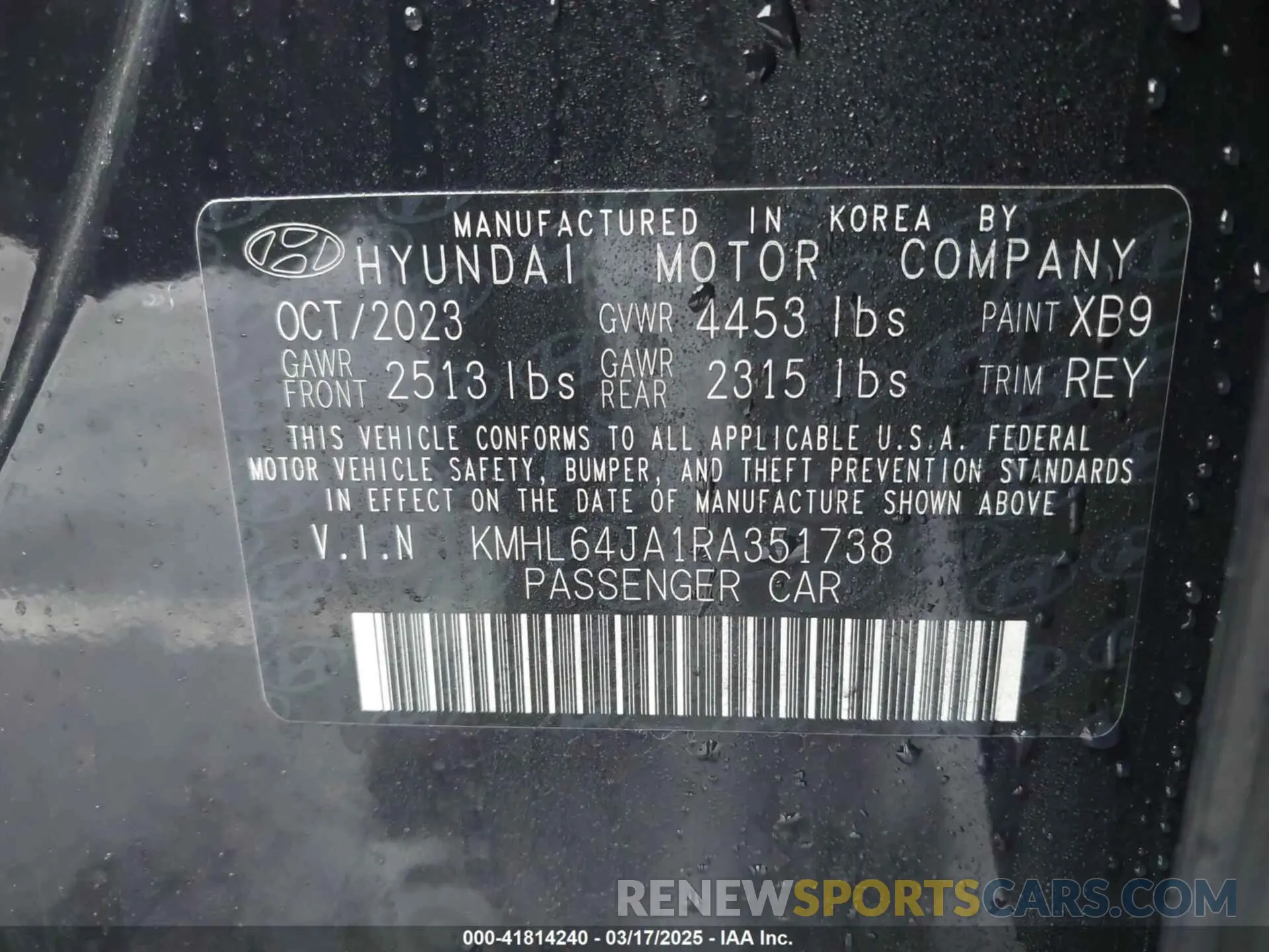9 Photograph of a damaged car KMHL64JA1RA351738 HYUNDAI SONATA 2024