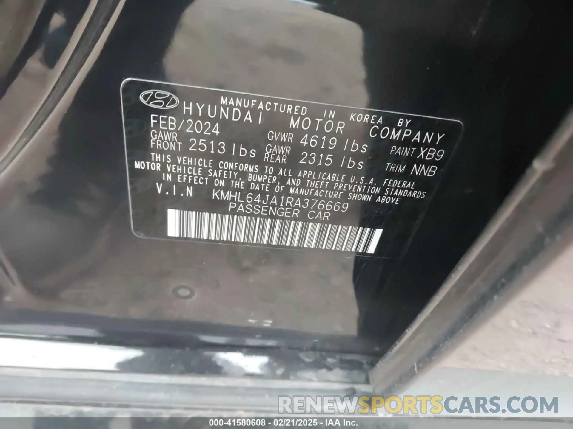 9 Photograph of a damaged car KMHL64JA1RA376669 HYUNDAI SONATA 2024