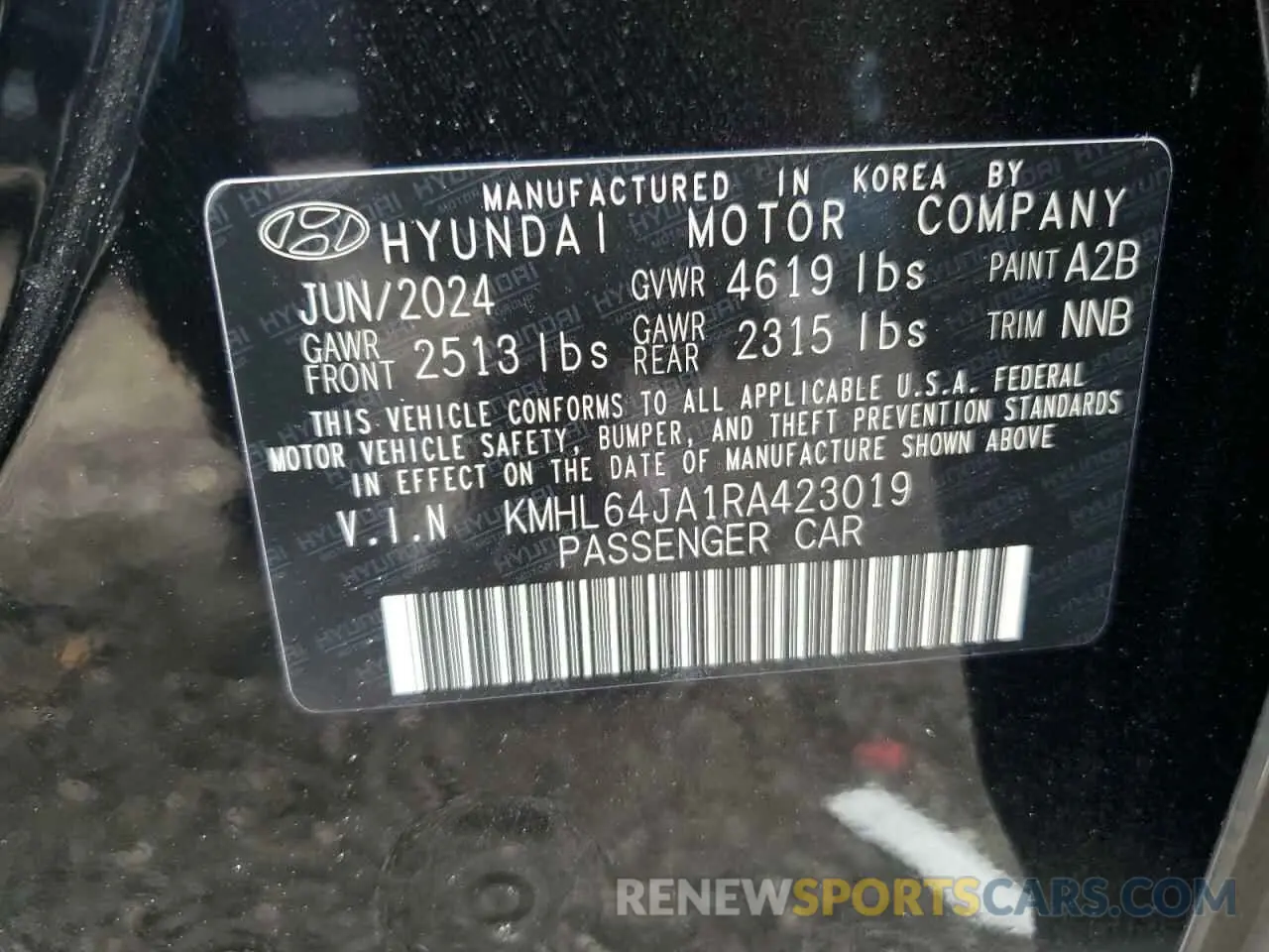 13 Photograph of a damaged car KMHL64JA1RA423019 HYUNDAI SONATA 2024