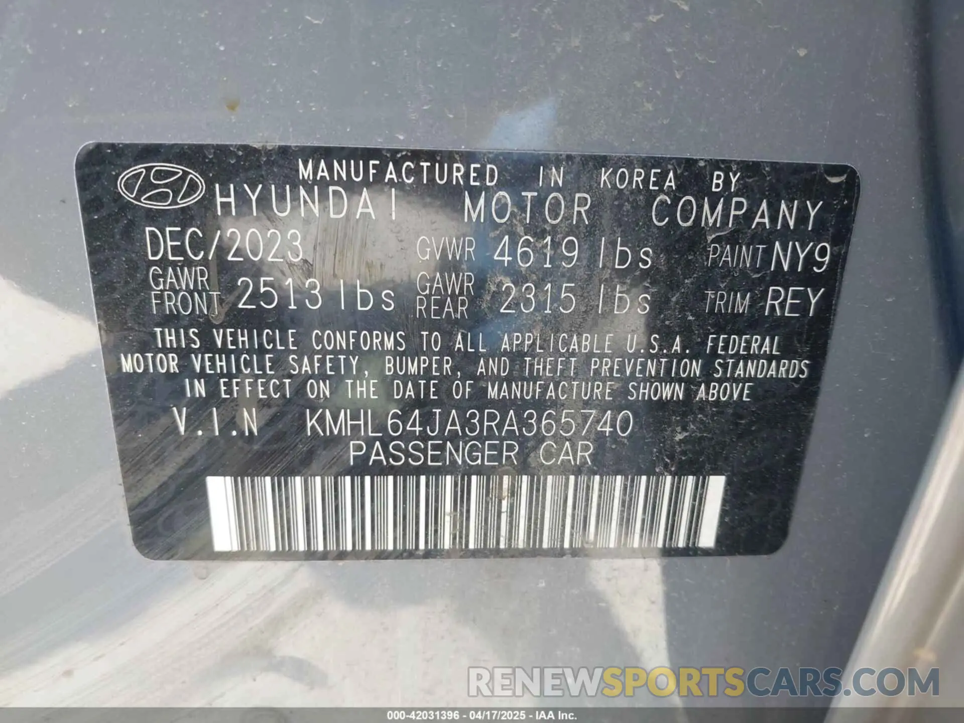 9 Photograph of a damaged car KMHL64JA3RA365740 HYUNDAI SONATA 2024