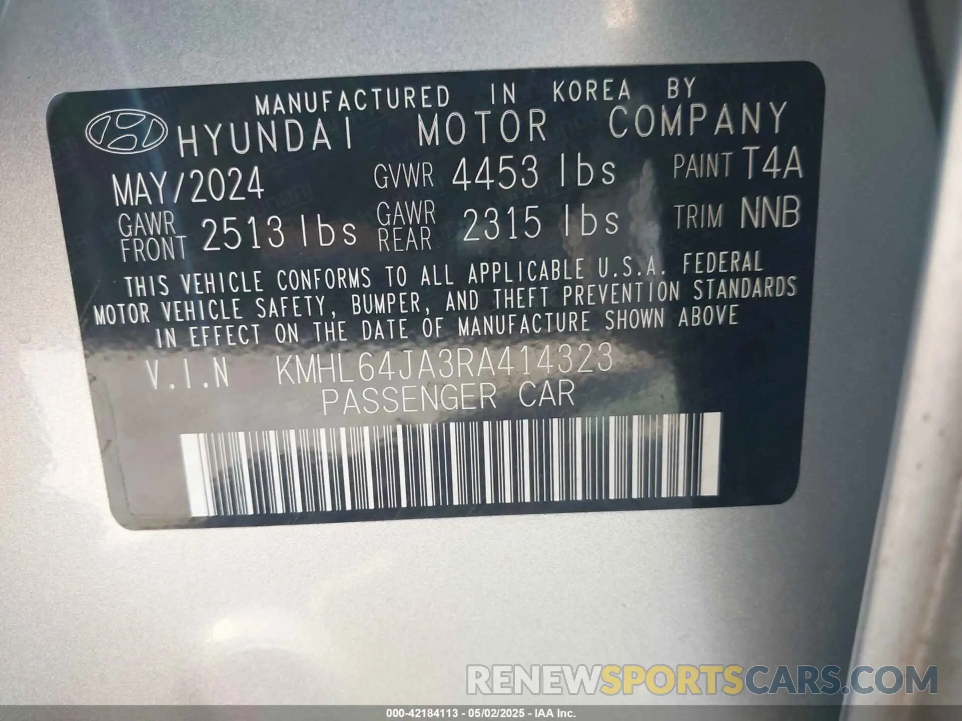 9 Photograph of a damaged car KMHL64JA3RA414323 HYUNDAI SONATA 2024
