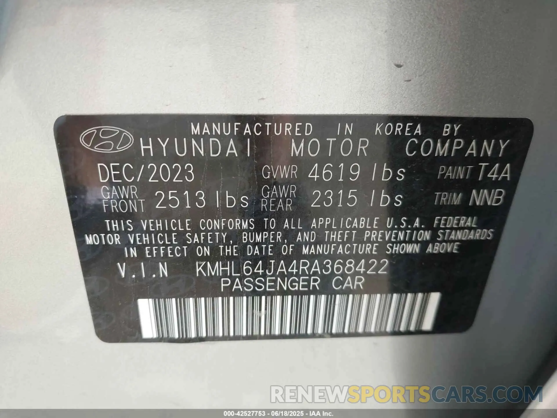 9 Photograph of a damaged car KMHL64JA4RA368422 HYUNDAI SONATA 2024