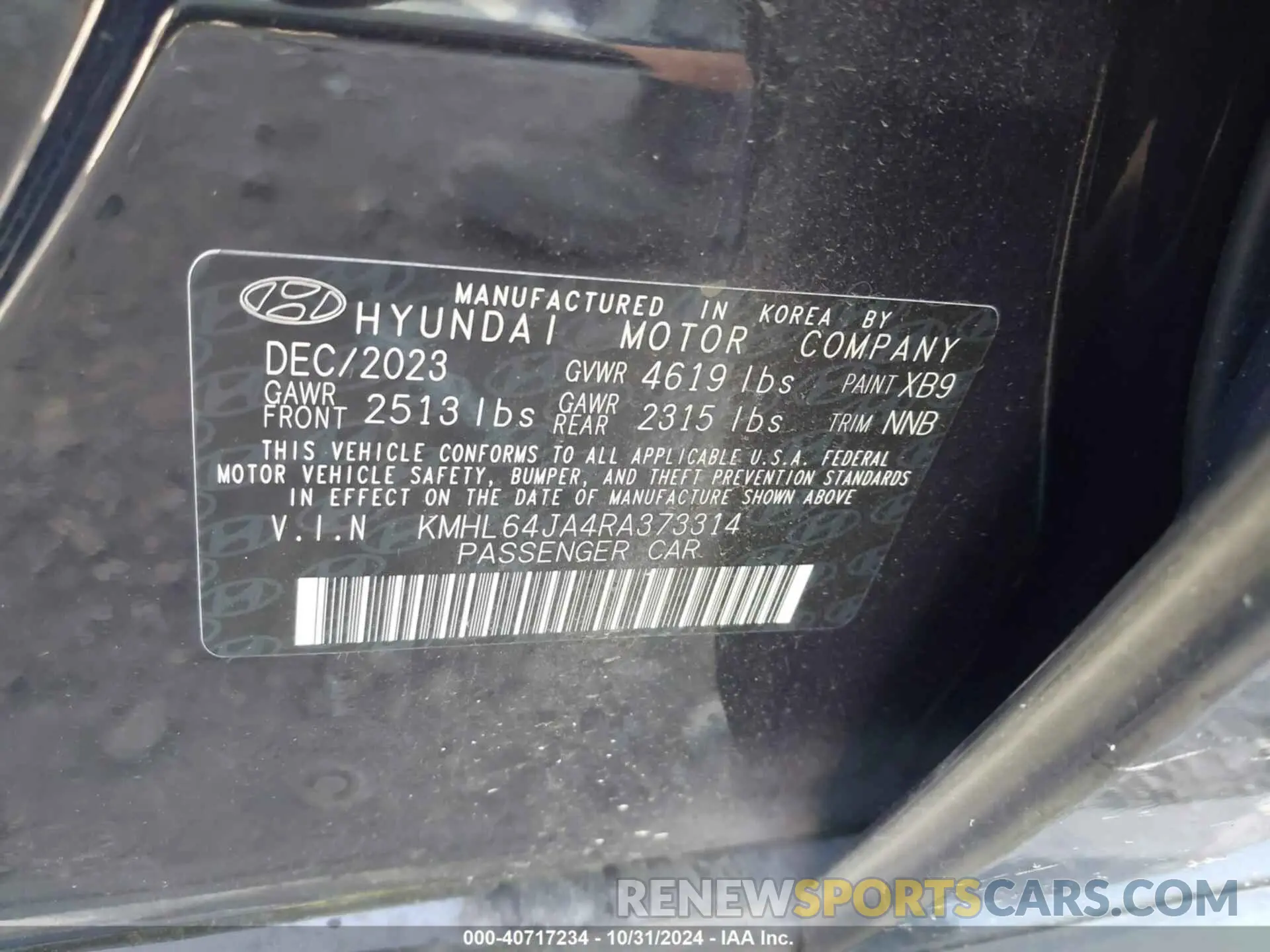 9 Photograph of a damaged car KMHL64JA4RA373314 HYUNDAI SONATA 2024