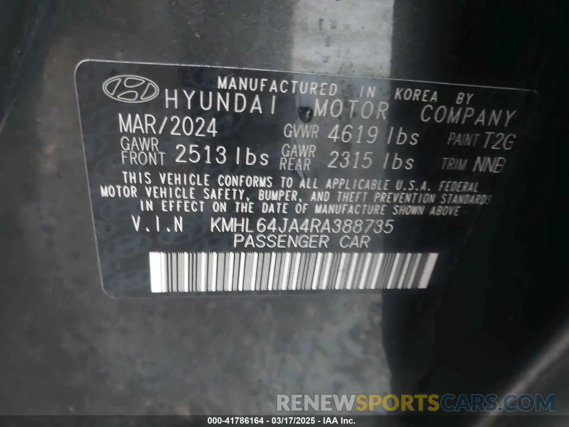 9 Photograph of a damaged car KMHL64JA4RA388735 HYUNDAI SONATA 2024