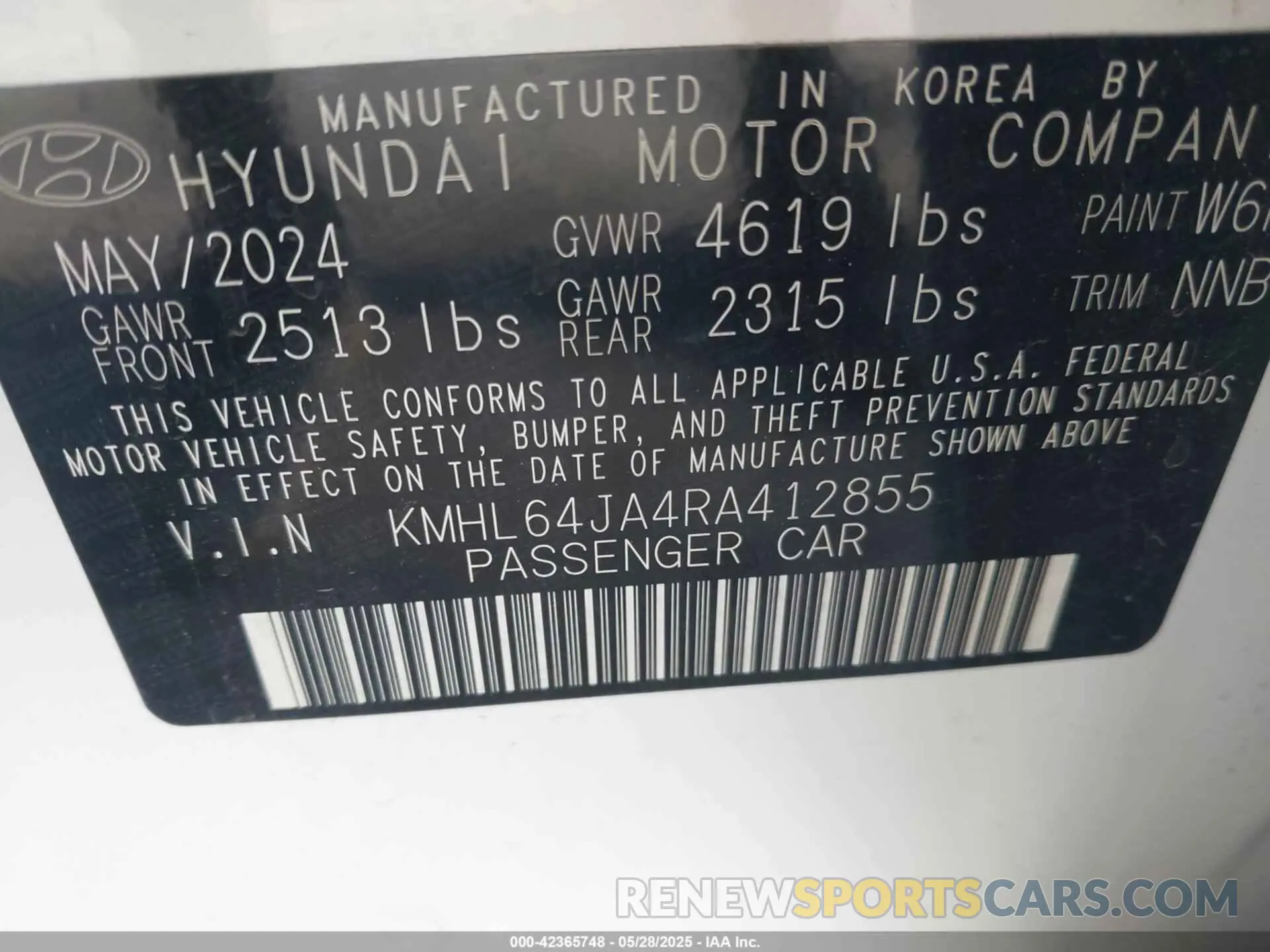 9 Photograph of a damaged car KMHL64JA4RA412855 HYUNDAI SONATA 2024