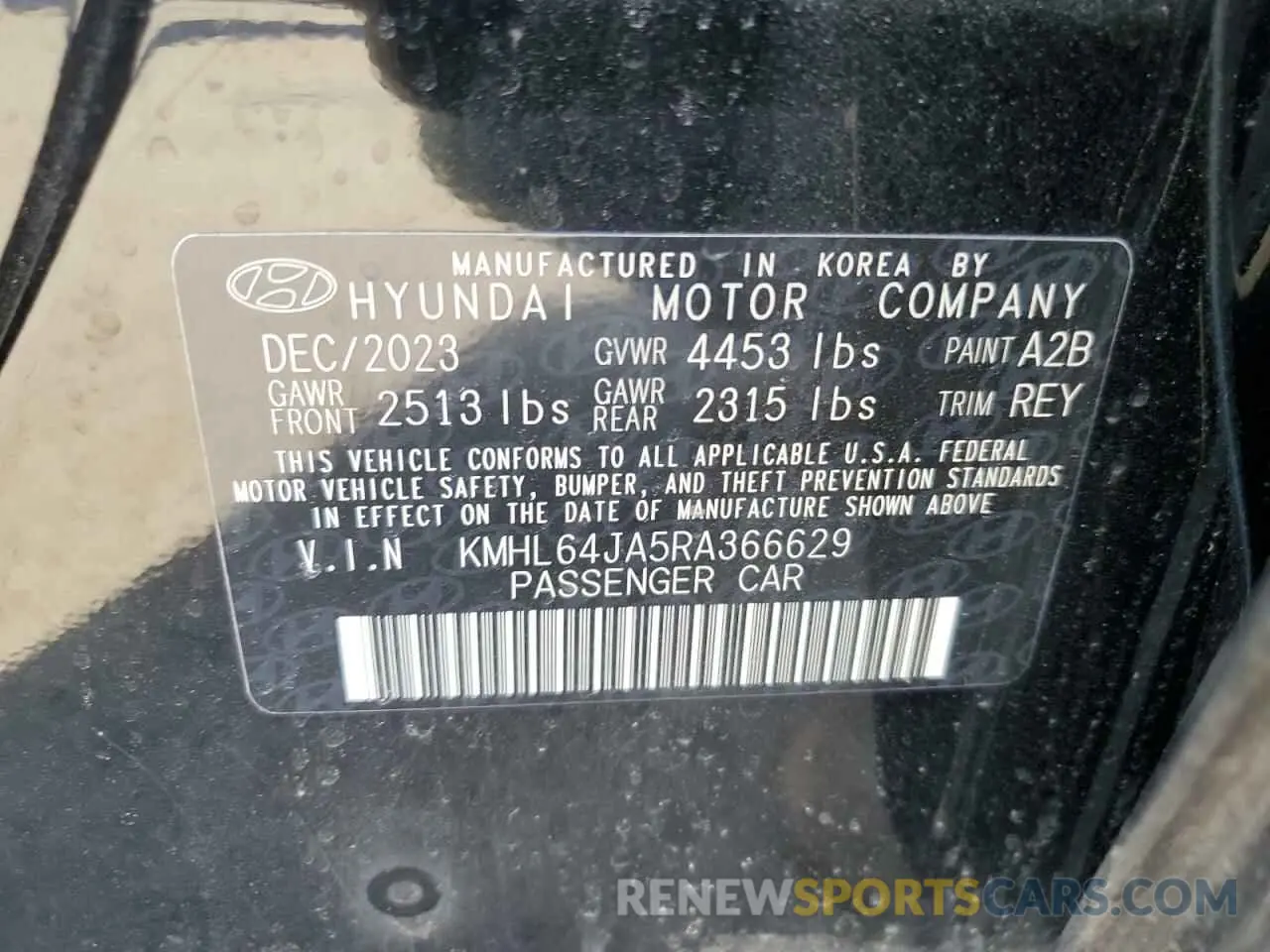 12 Photograph of a damaged car KMHL64JA5RA366629 HYUNDAI SONATA 2024