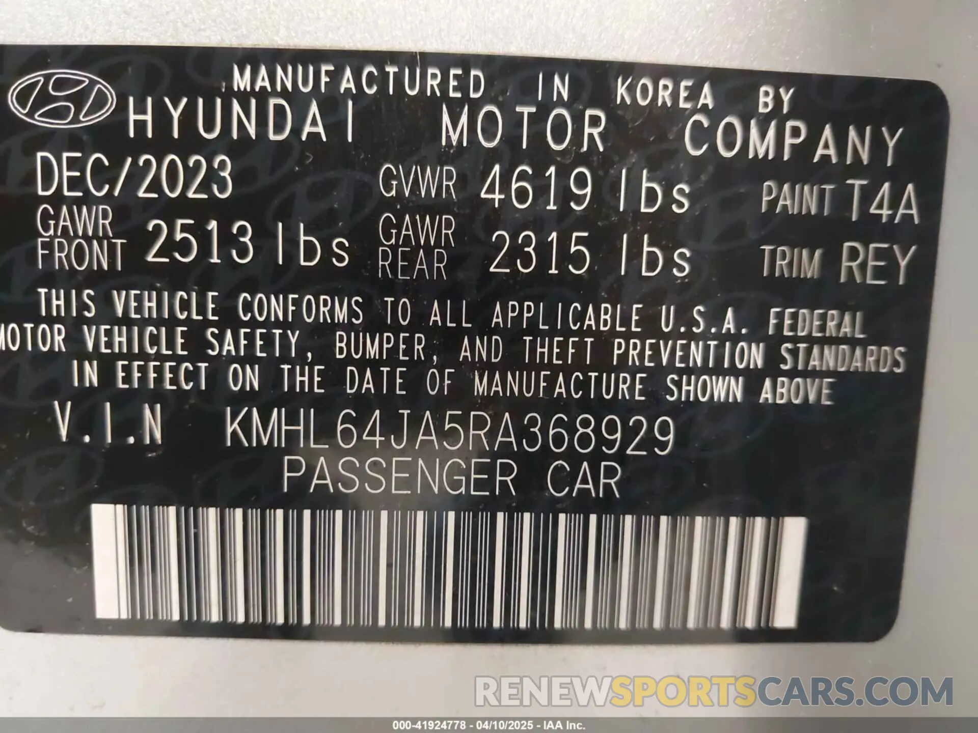 9 Photograph of a damaged car KMHL64JA5RA368929 HYUNDAI SONATA 2024
