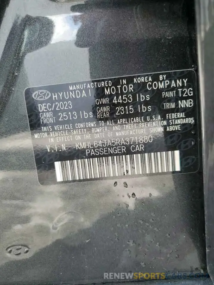 12 Photograph of a damaged car KMHL64JA5RA371880 HYUNDAI SONATA 2024