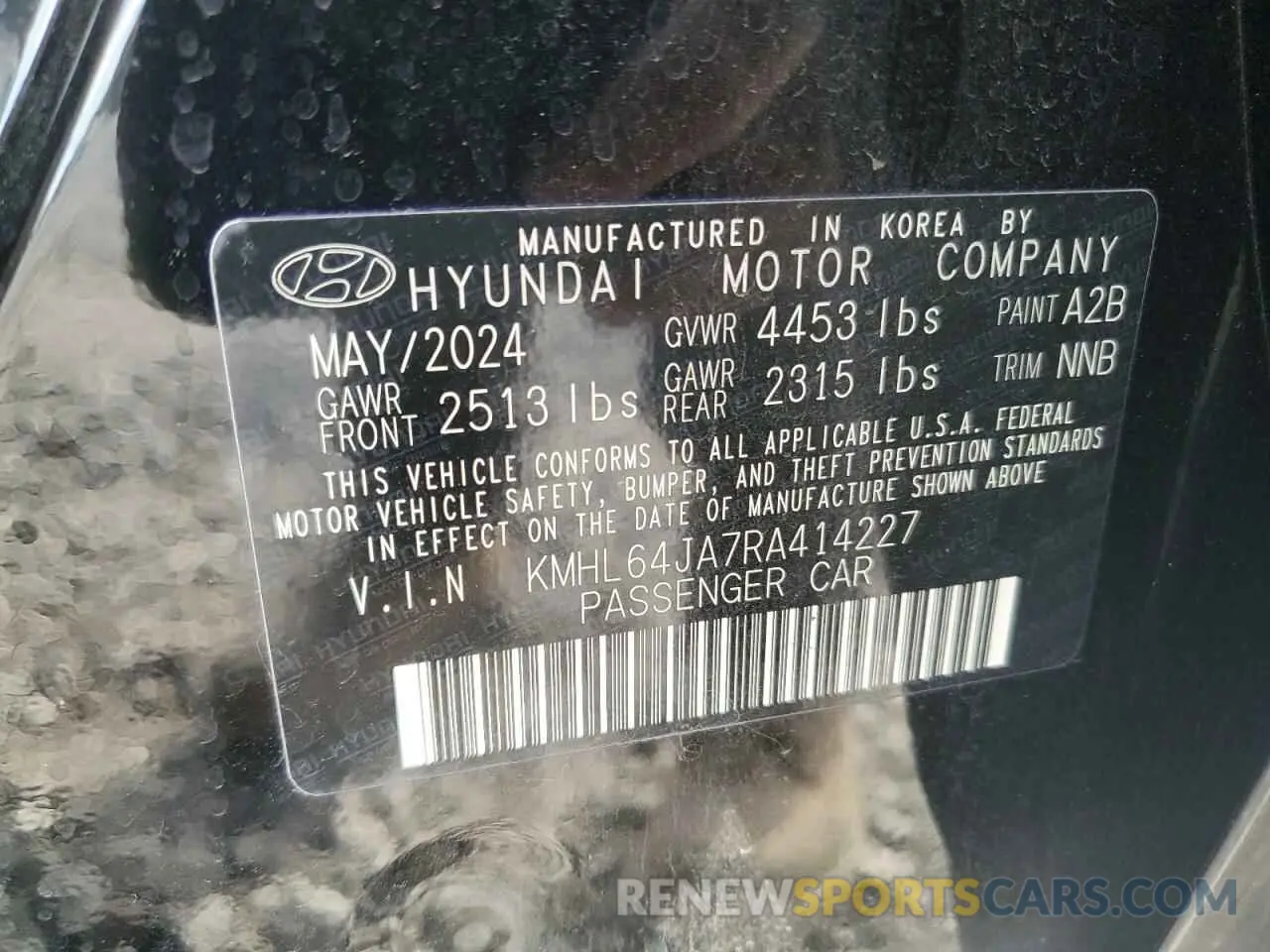 12 Photograph of a damaged car KMHL64JA7RA414227 HYUNDAI SONATA 2024