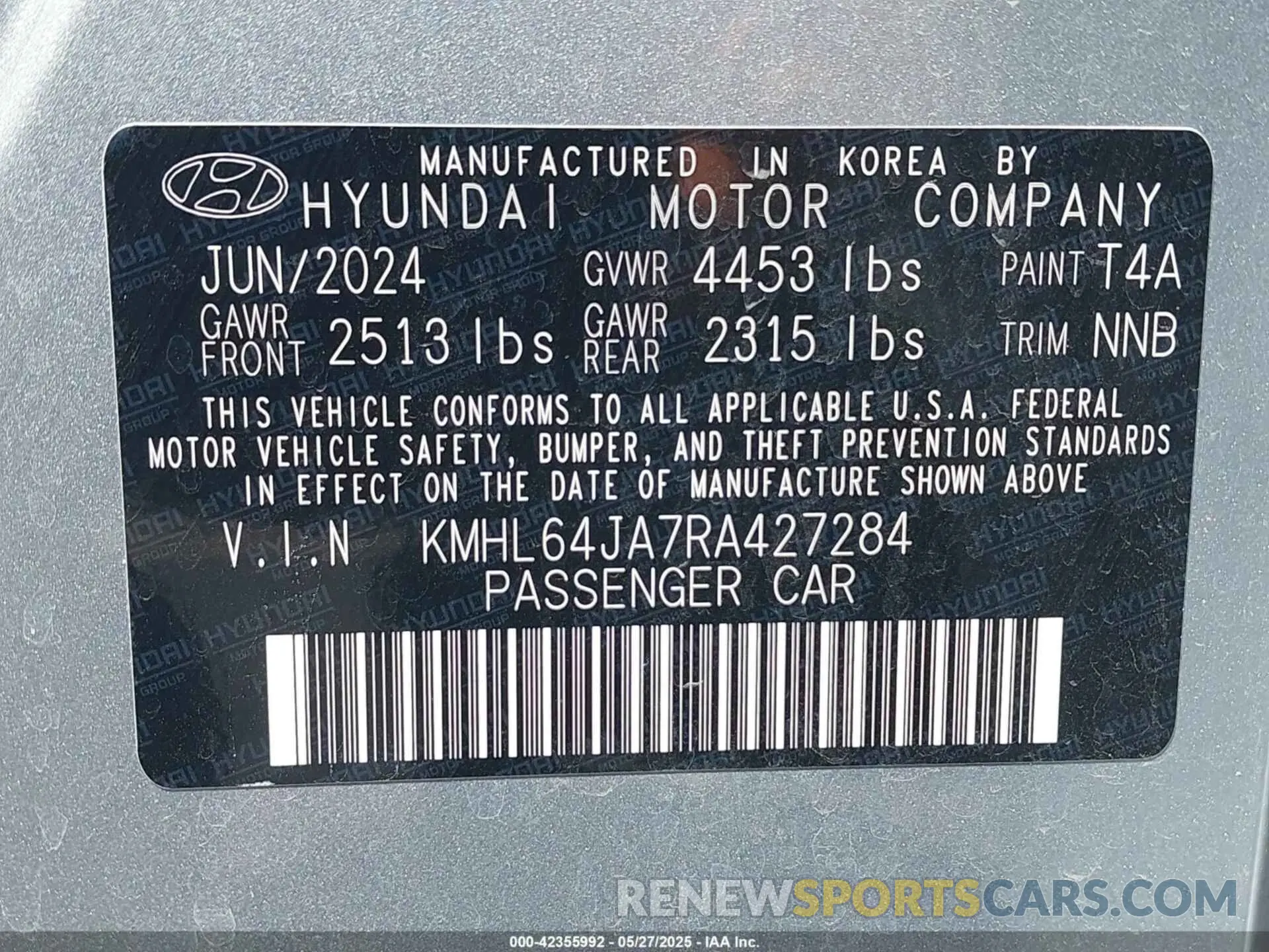 9 Photograph of a damaged car KMHL64JA7RA427284 HYUNDAI SONATA 2024